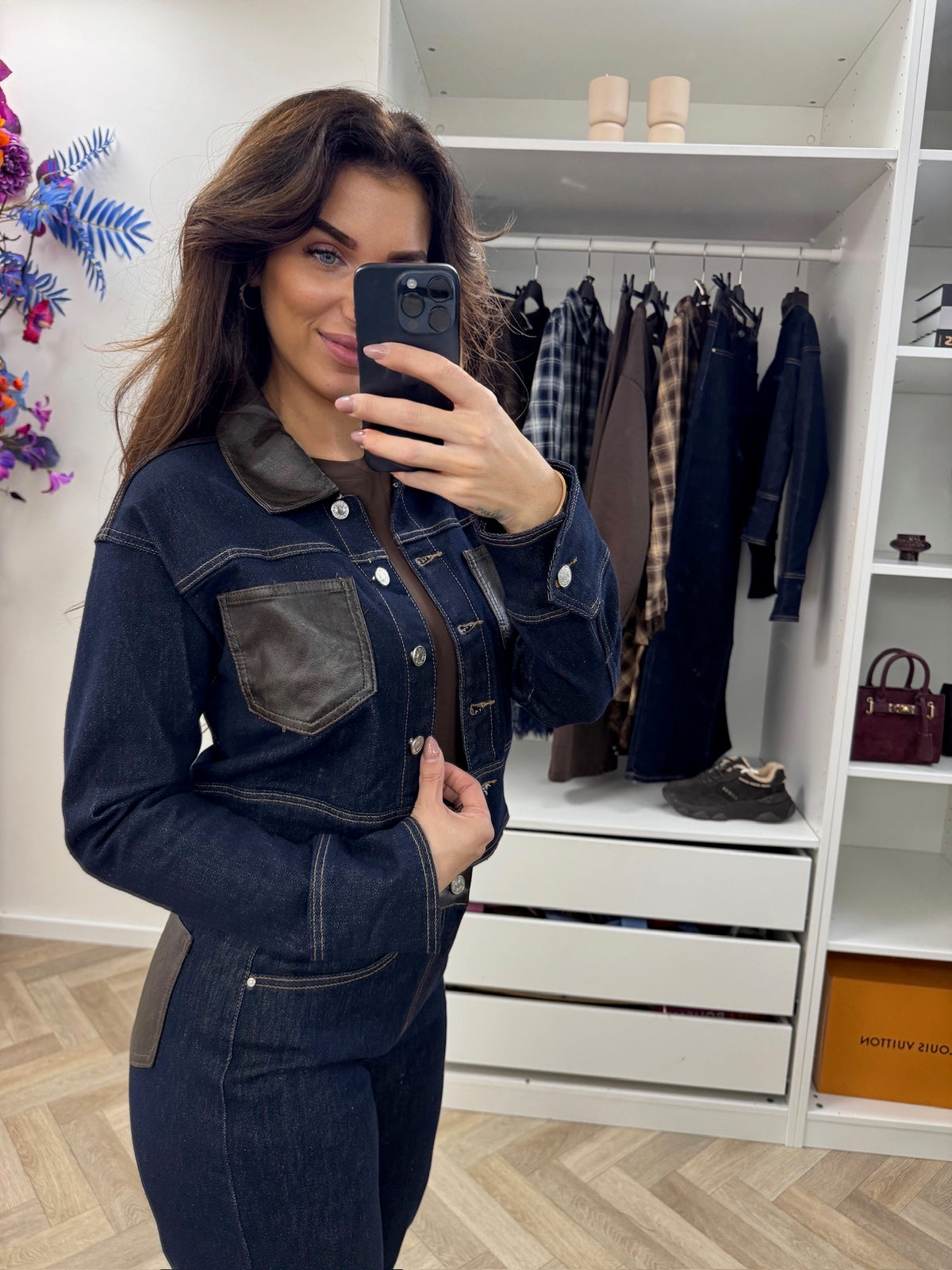 Denim Jacket Leather Y5590