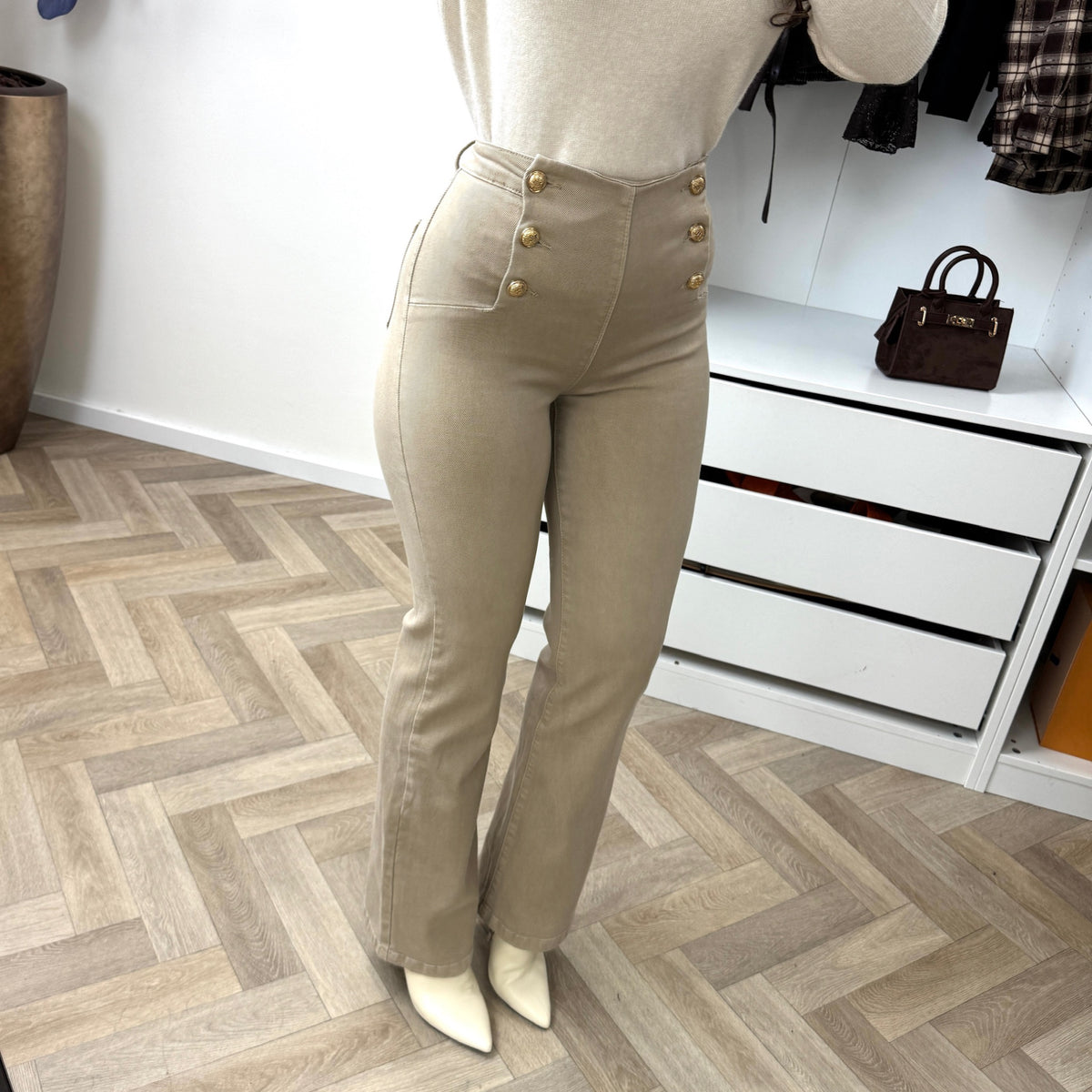 Perfect Jeans Button Folyrose Beige Y6296G