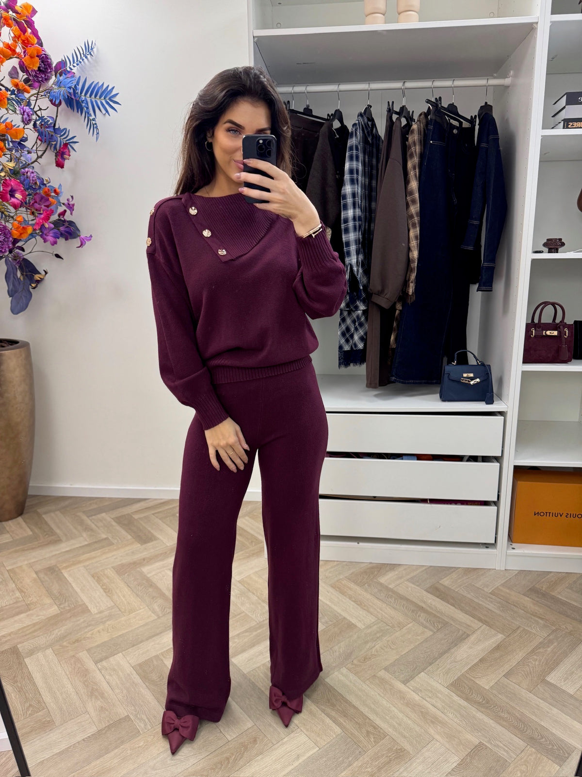 Lounge Set Button Wine W2628