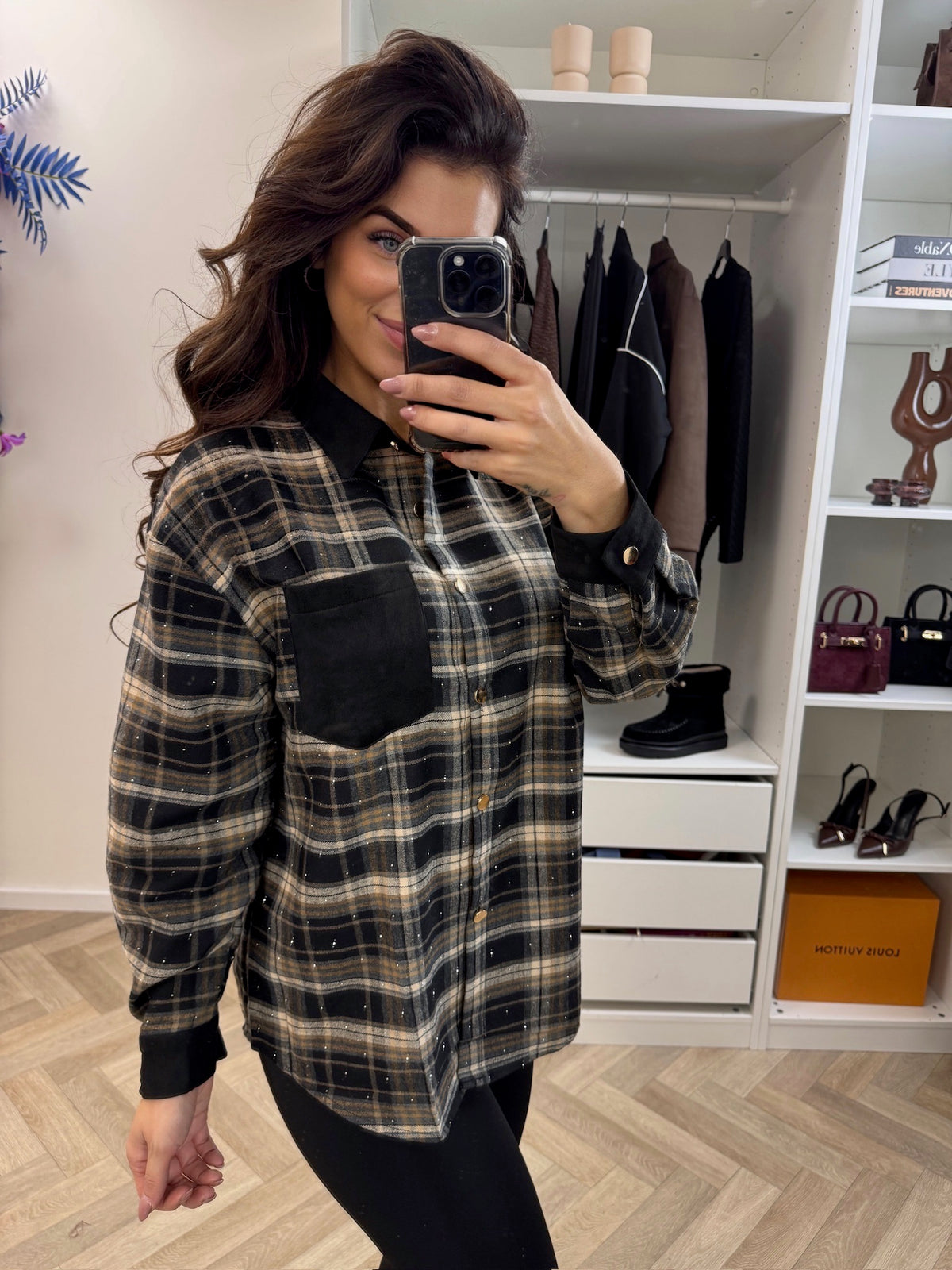 Blouse Diamonds Ruit Black 15038