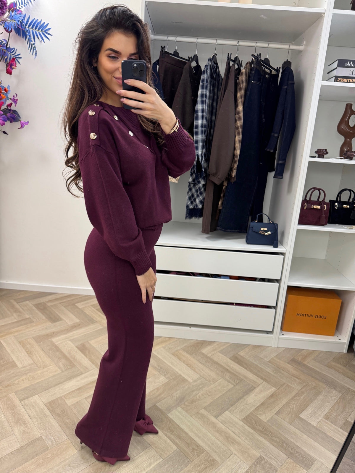 Lounge Set Button Wine W2628