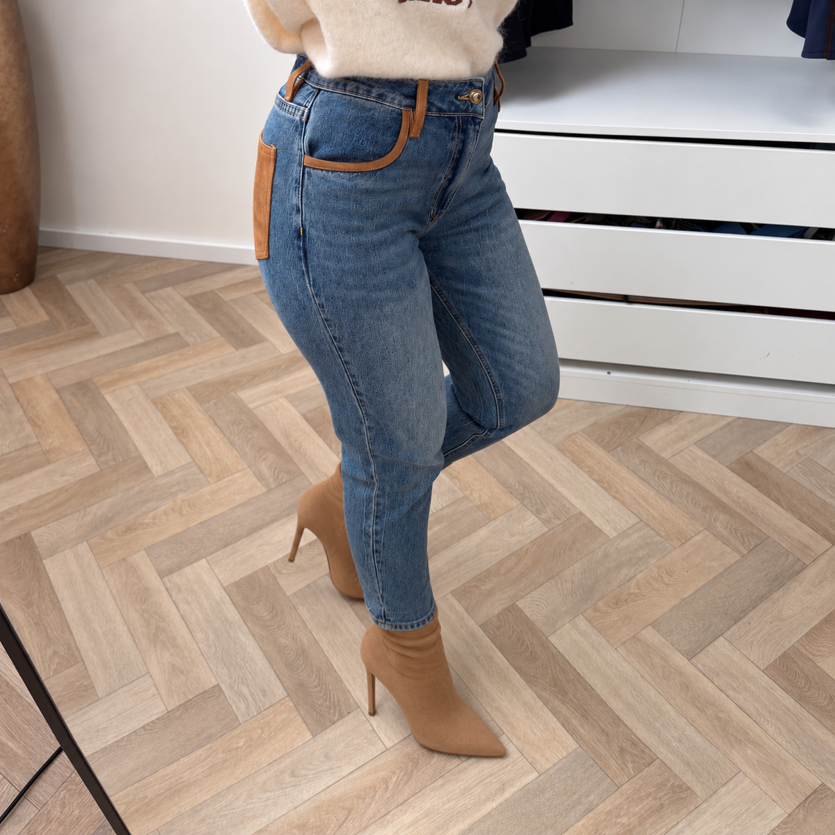 Jeans Suede Pocket Camel Blue MG1413