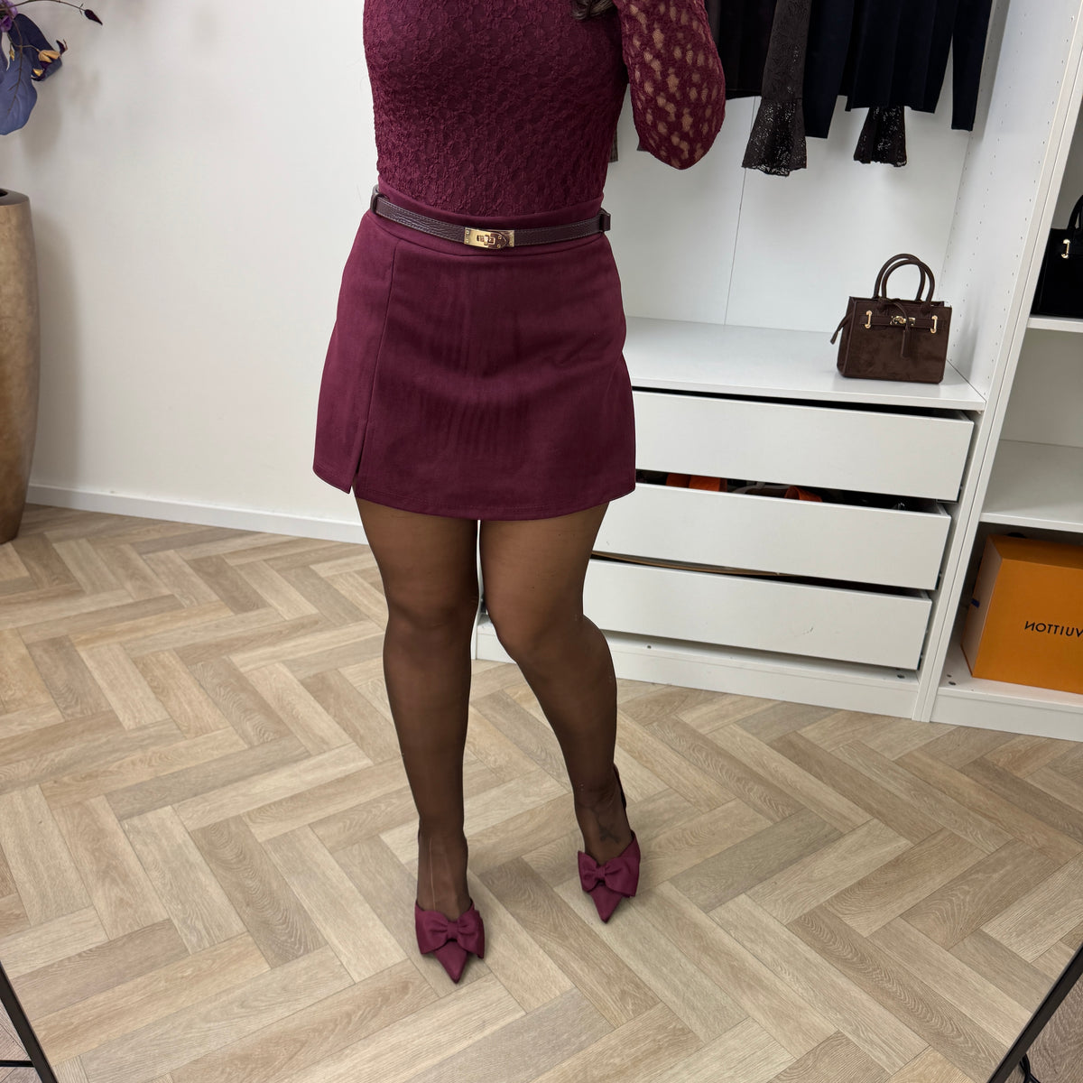 Skort Suede Look Wine
