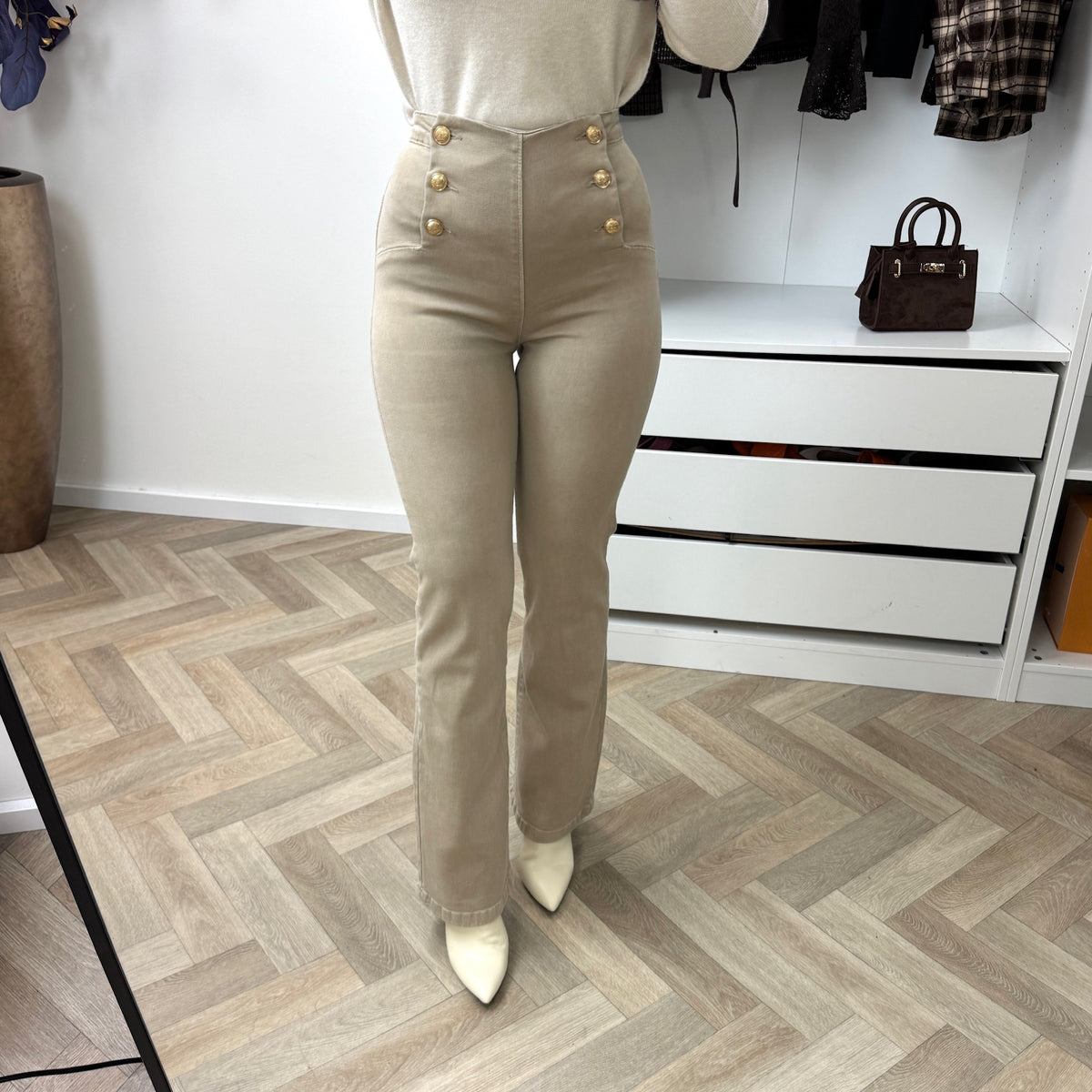 Perfect Jeans Button Folyrose Beige Y6296G