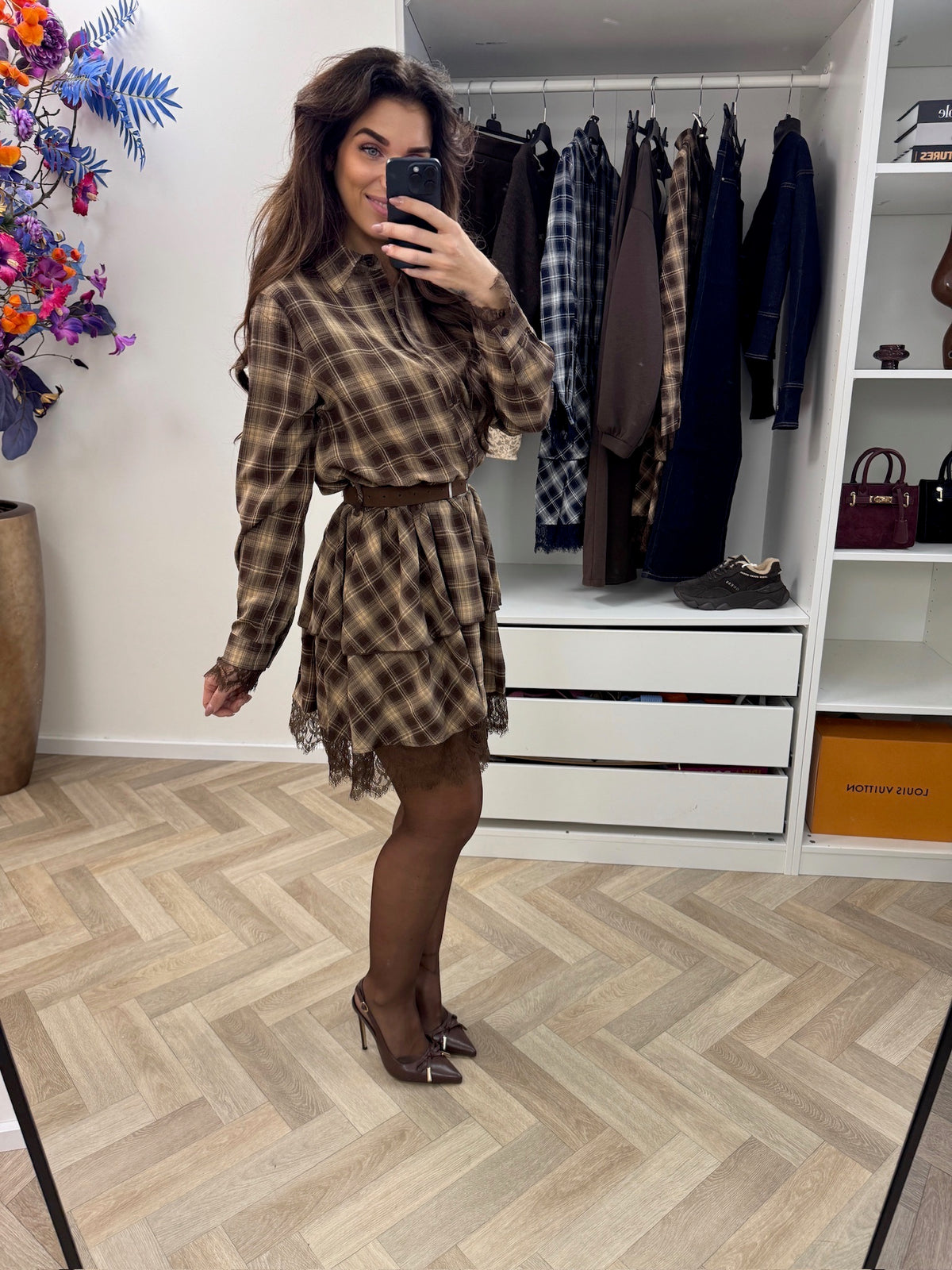 Dress Ruit Print Ruffle Choco 51228