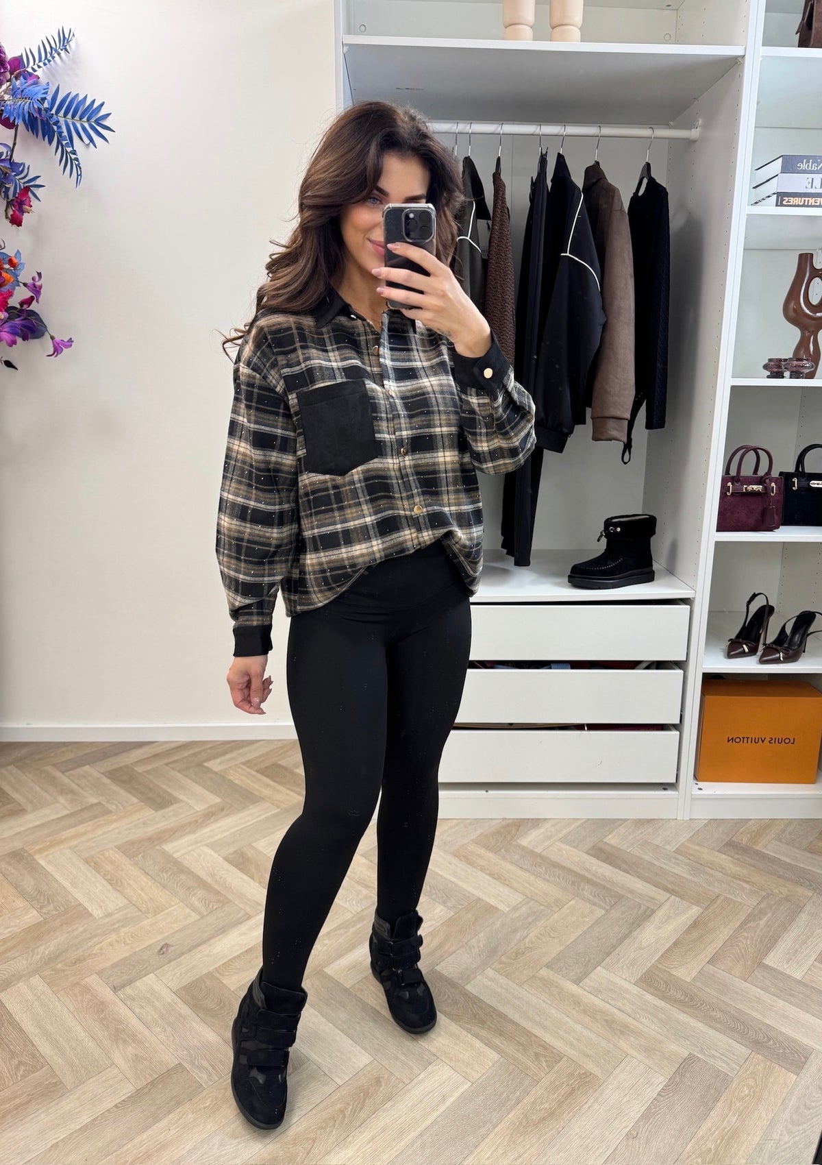 Blouse Diamonds Ruit Black 15038