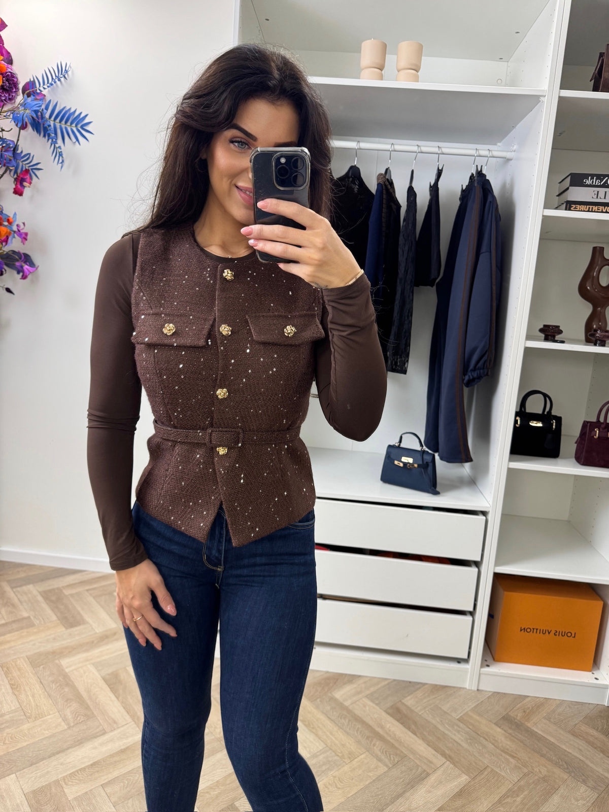 Gilet Boucle Lurex Choco ZD1107