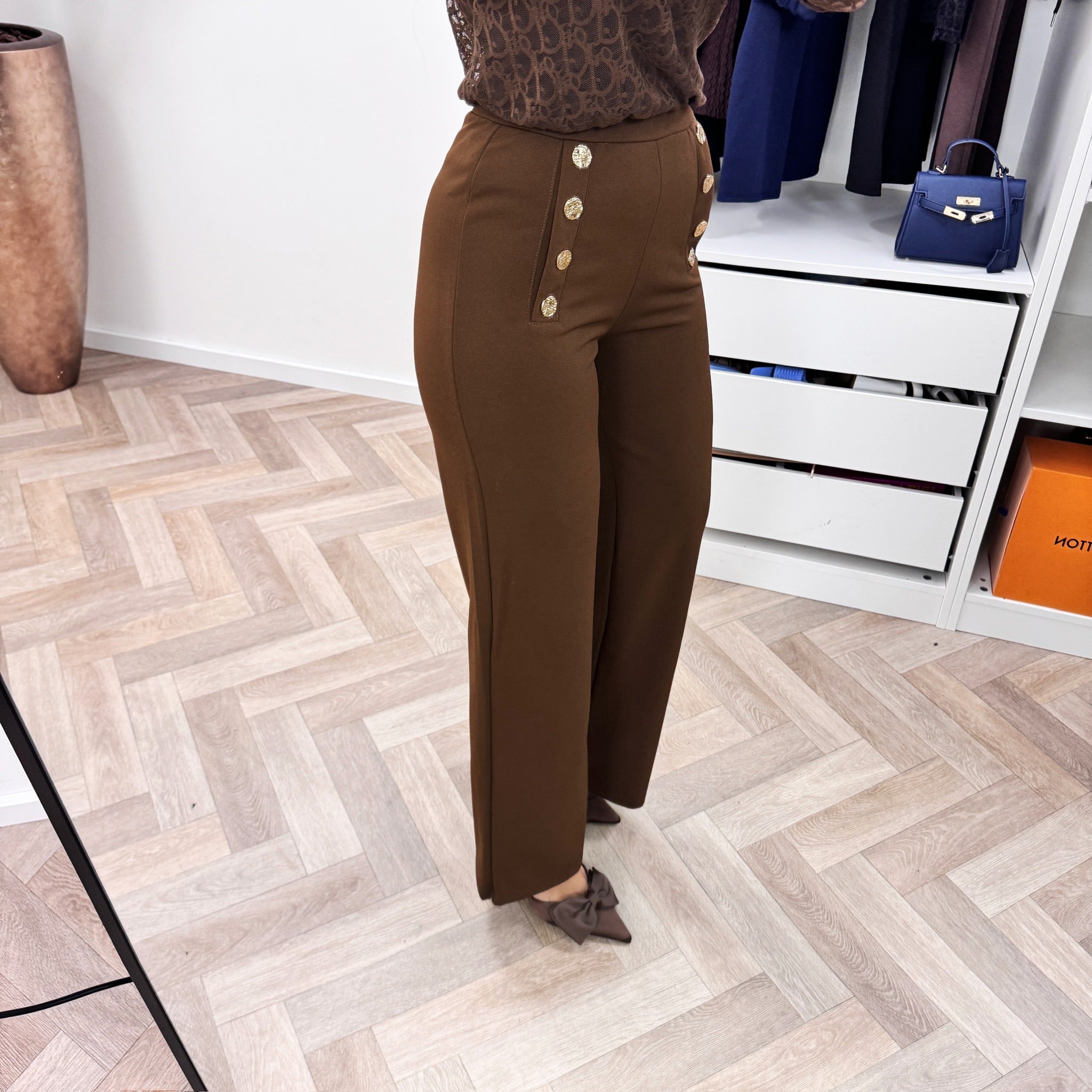 Perfect Button Pants Choco LM5112