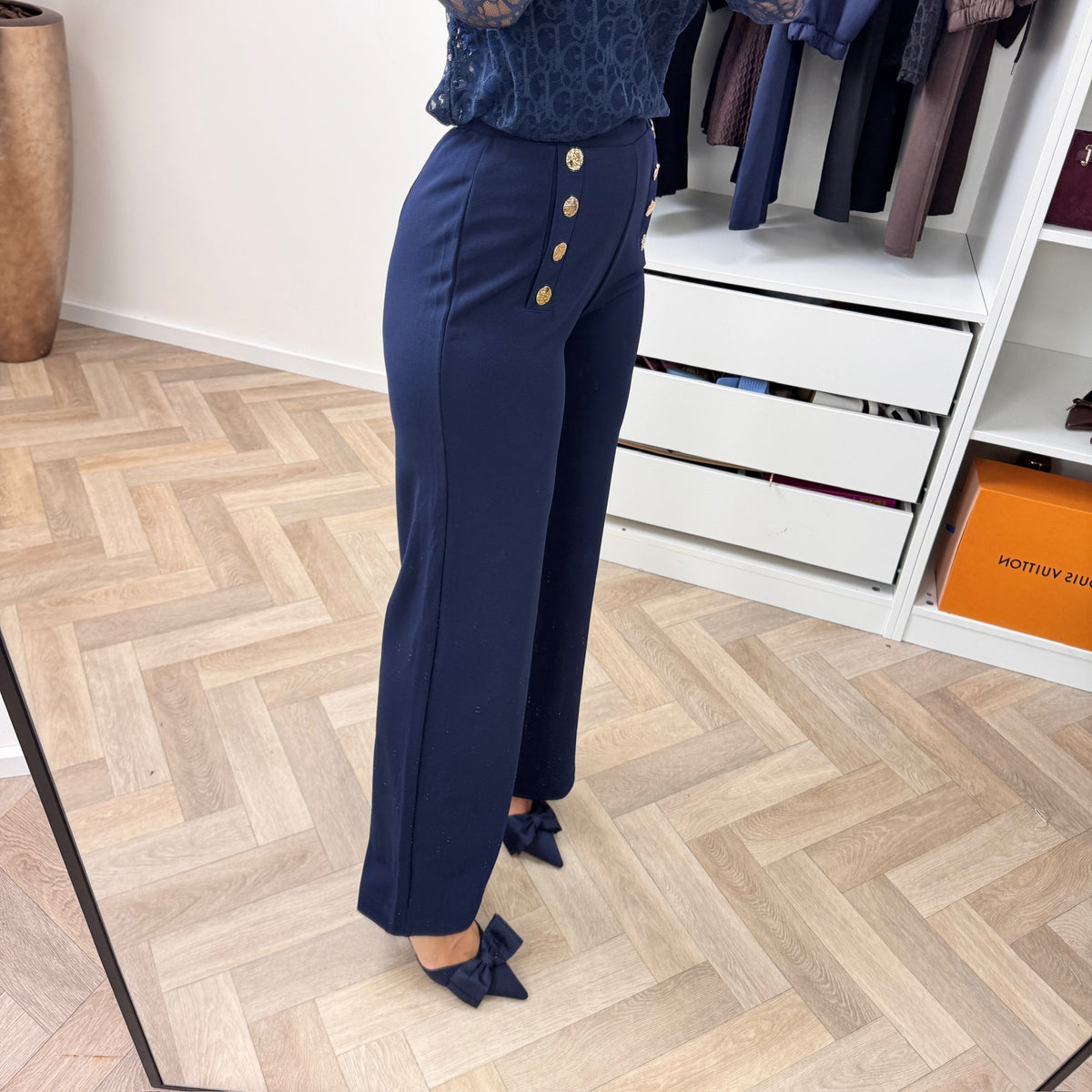 Perfect Button Pants Navy LM5112