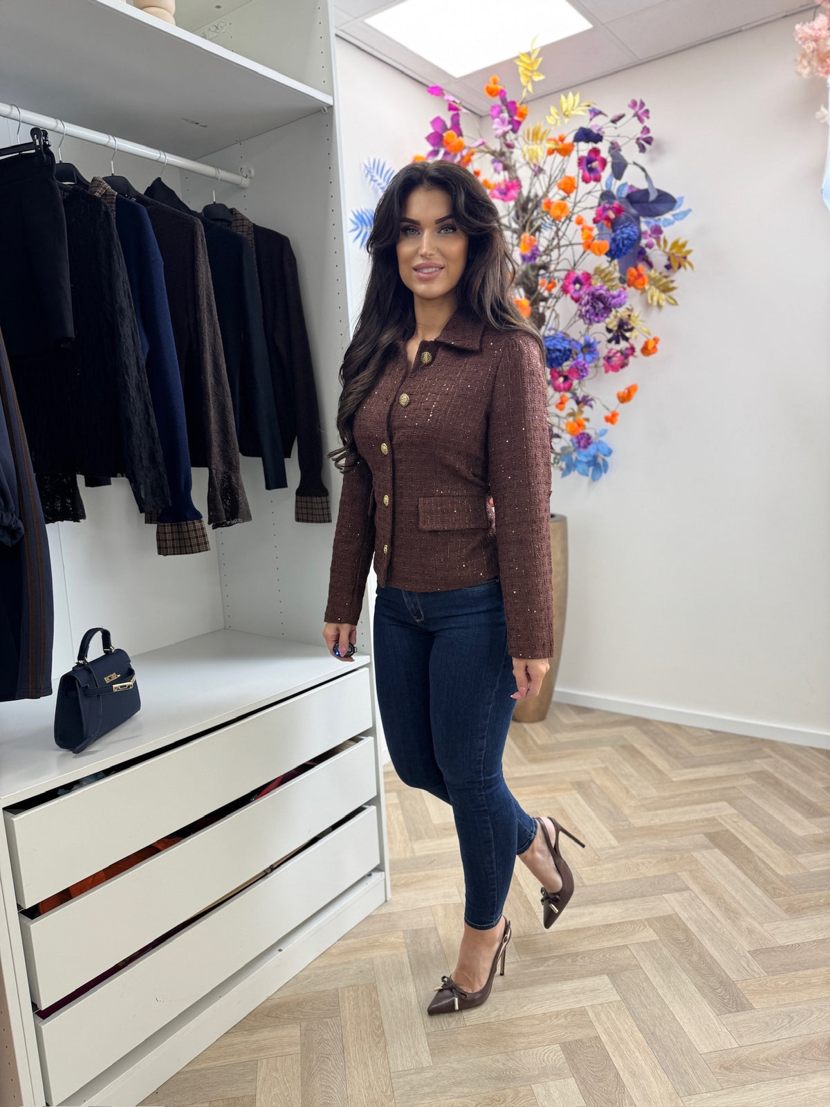 Boucle Blazer Lurex Choco V-2551C