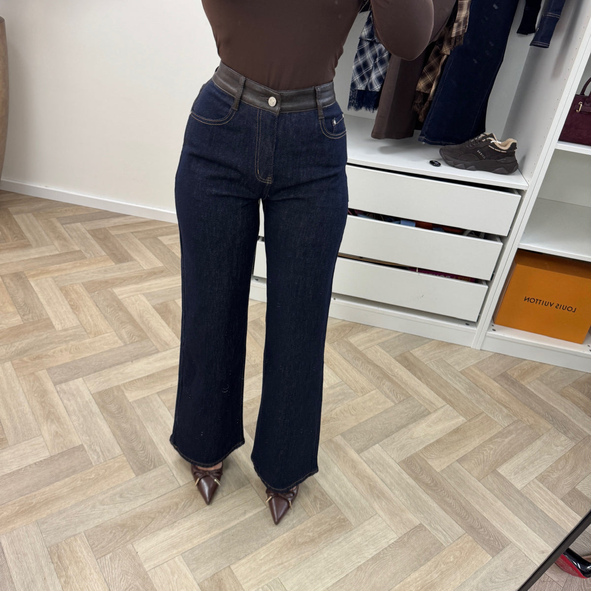 Jeans Leather Pockets Y5592