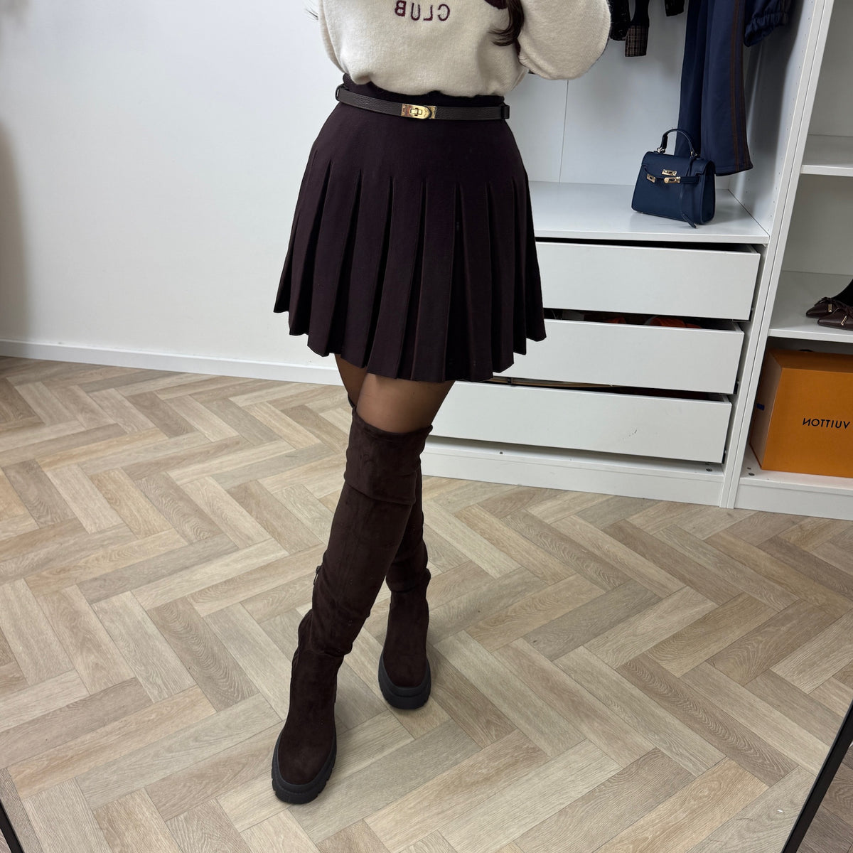 Skirt Basic Plooi Choco LM2790