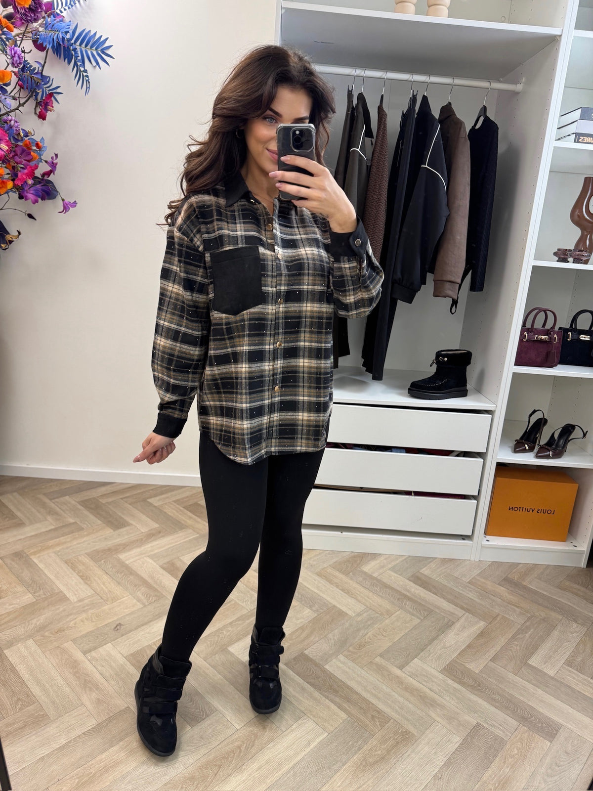 Blouse Diamonds Ruit Black 15038