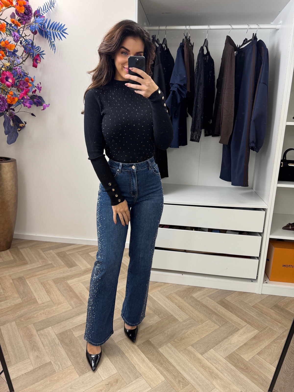 Col Top Mini Diamonds Black Q-83569