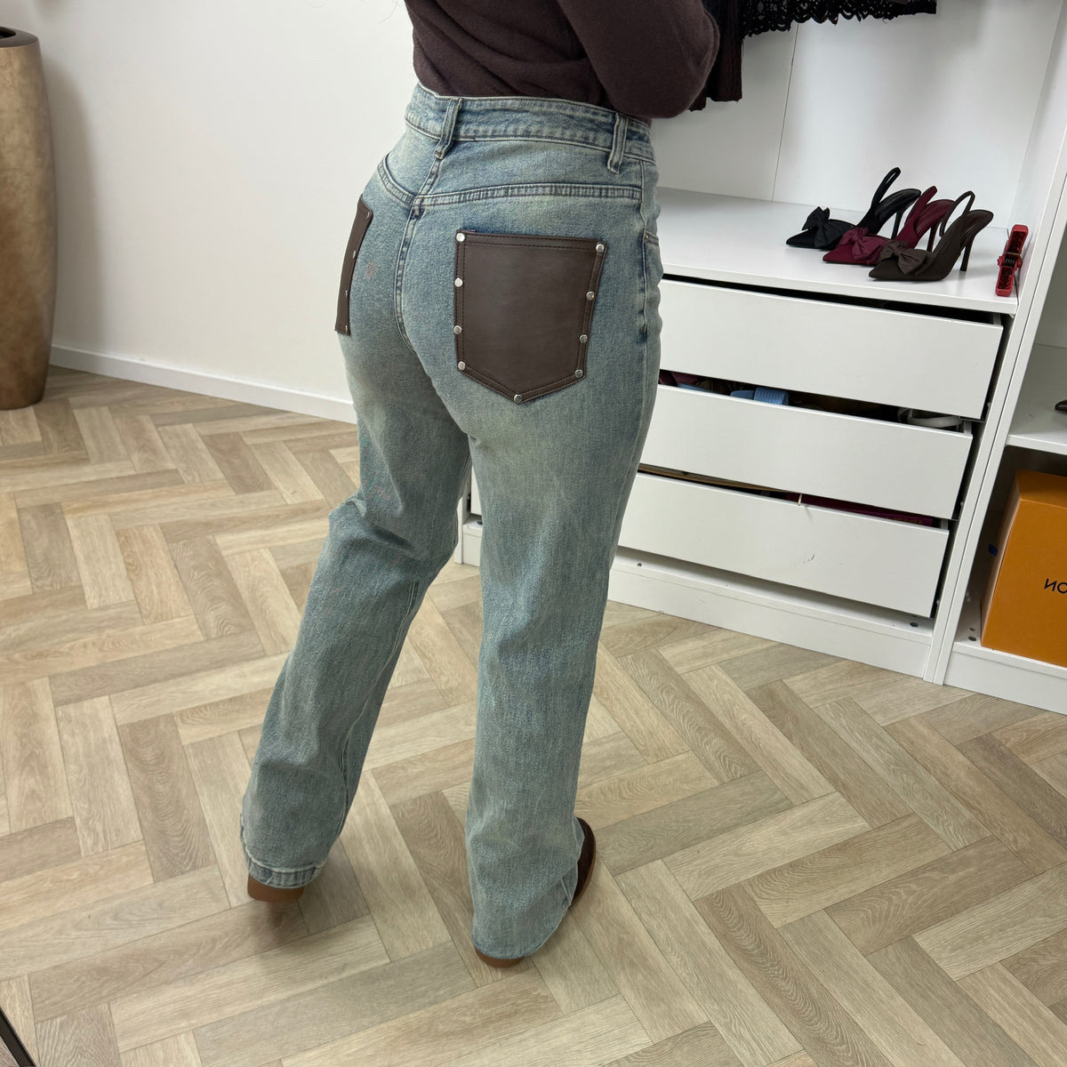 Jeans Leather Pockets V5133