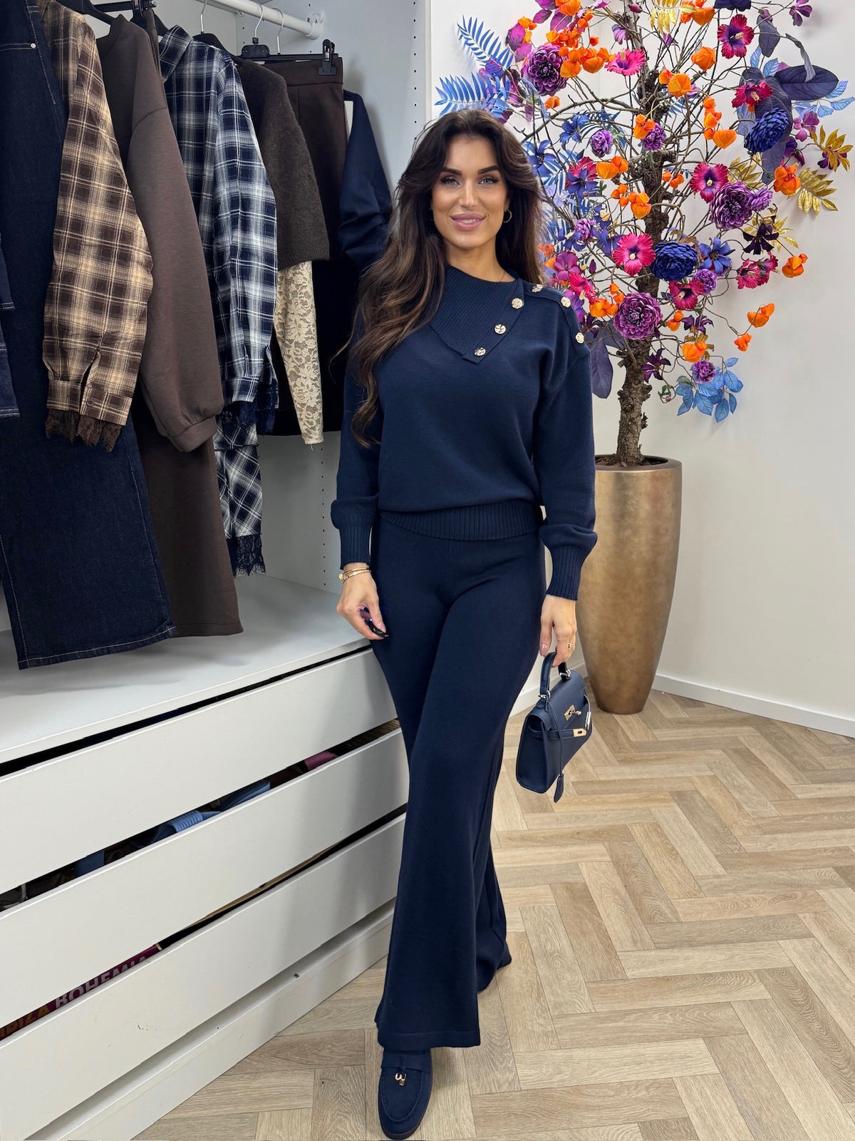 Lounge Set Button Navy W2628