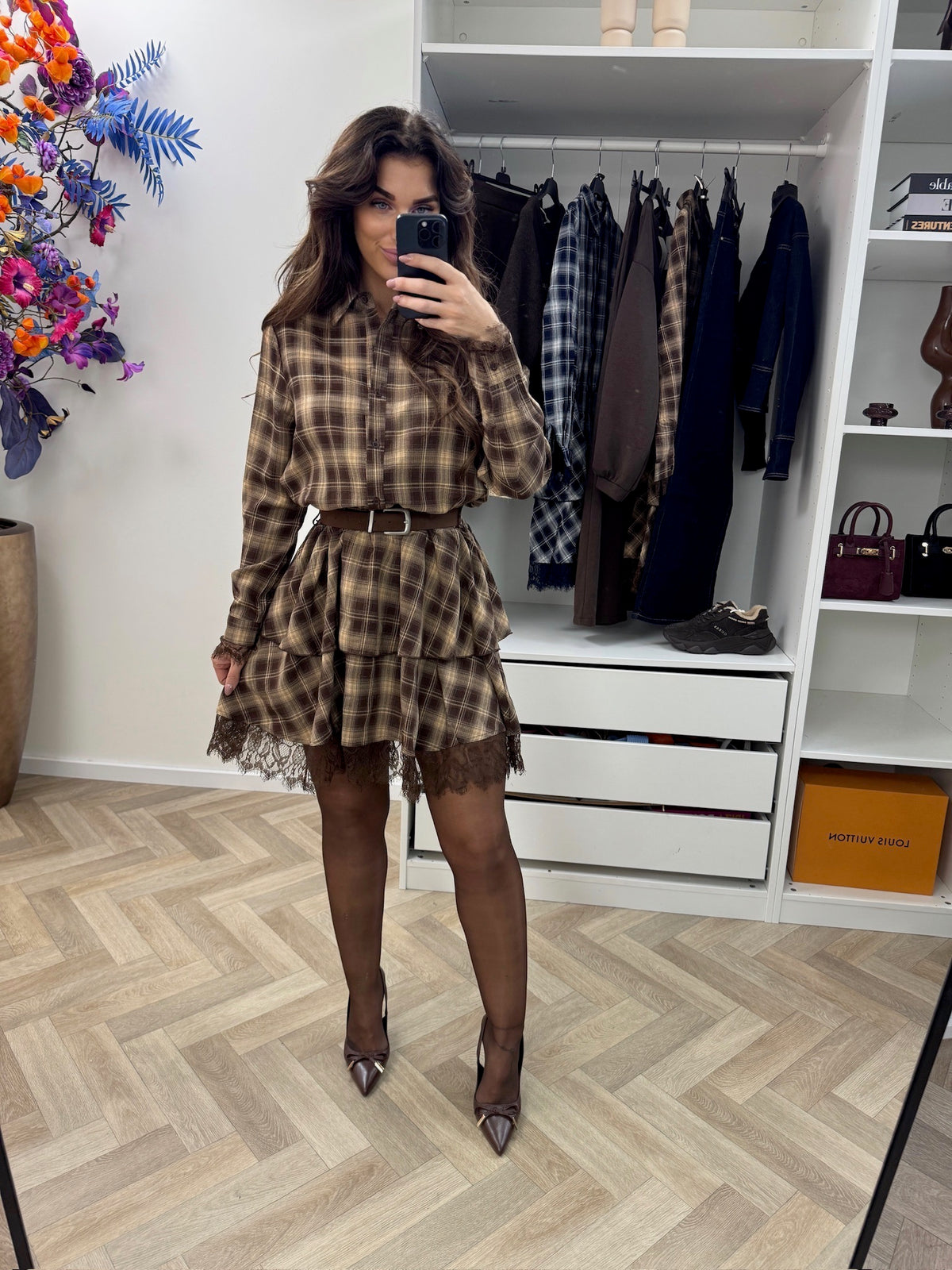 Dress Ruit Print Ruffle Choco 51228