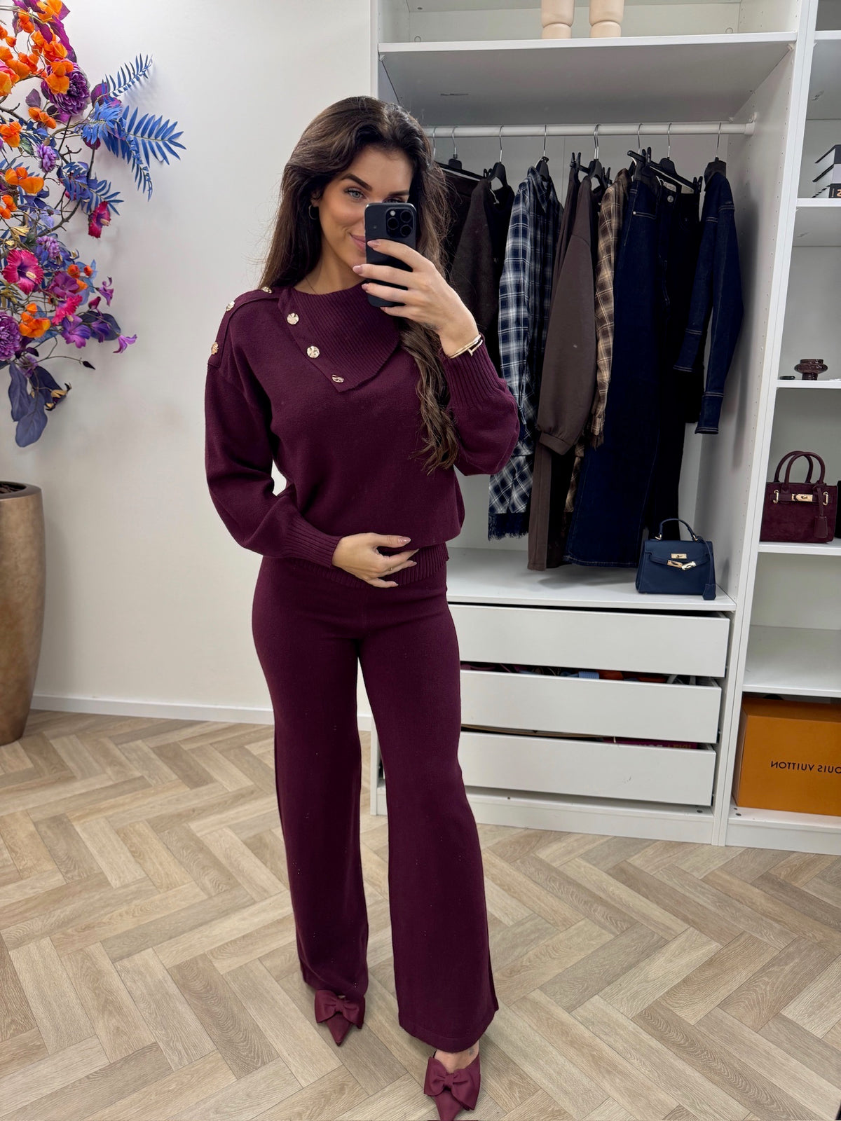 Lounge Set Button Wine W2628