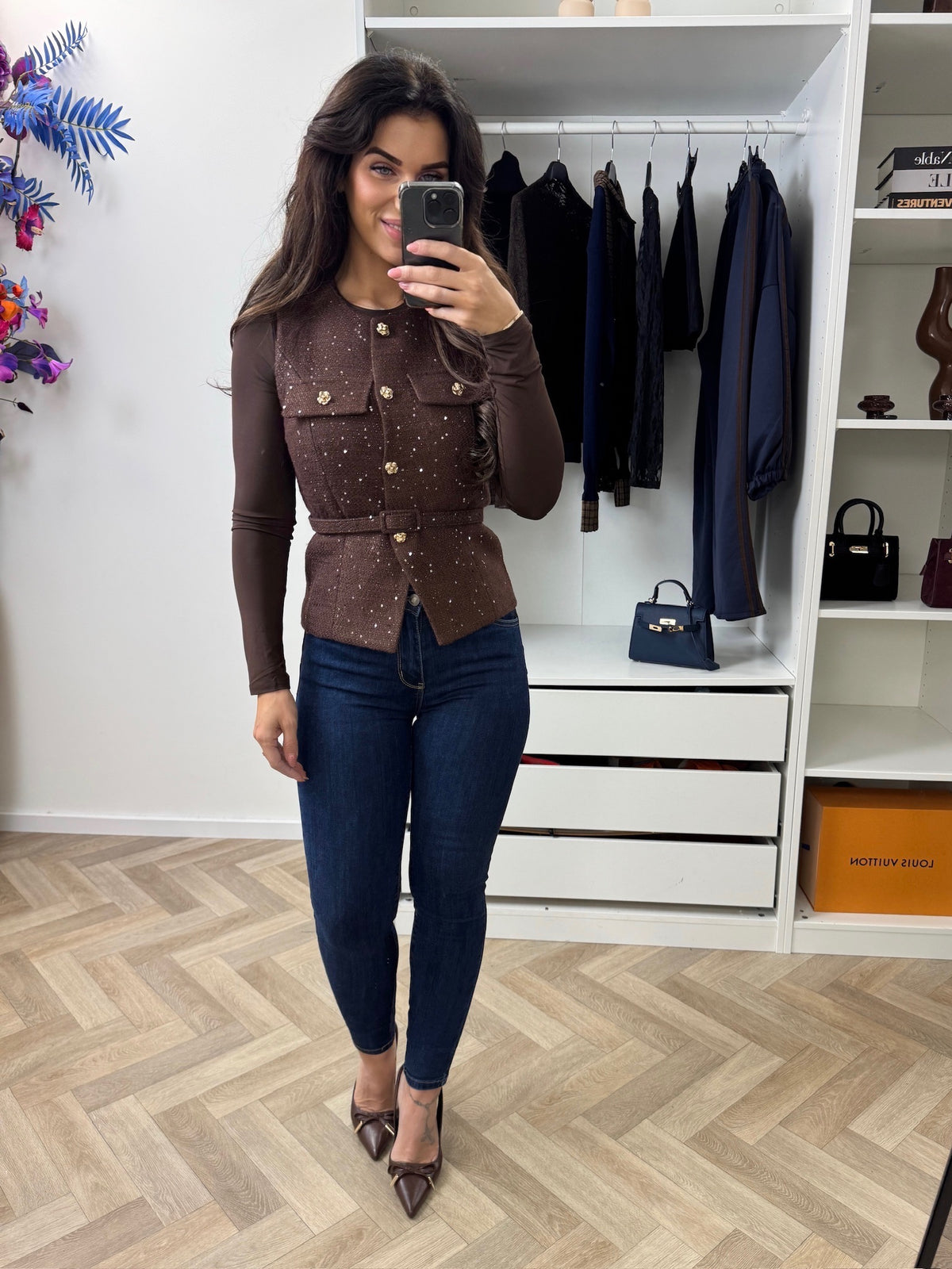 Gilet Boucle Lurex Choco ZD1107