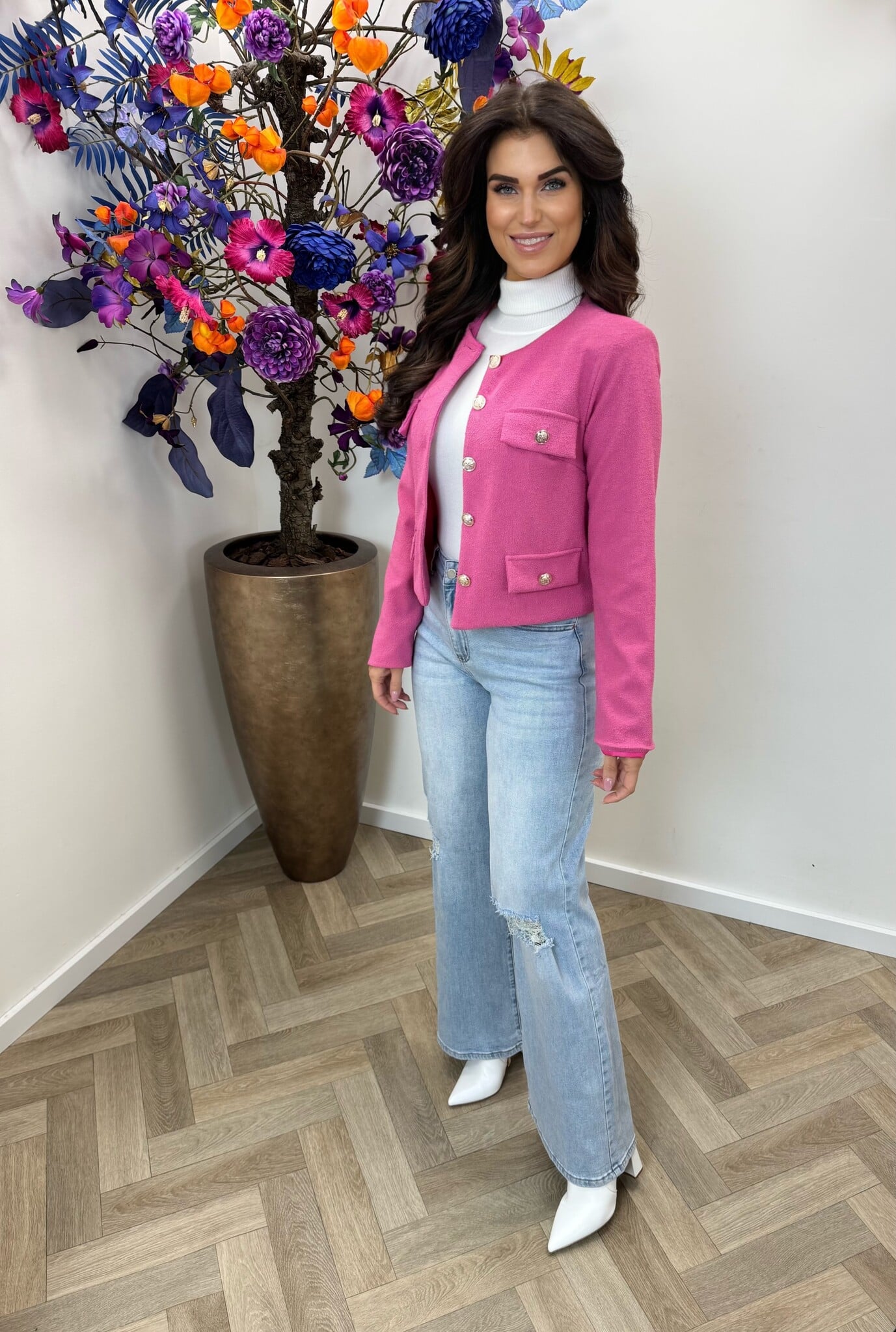 Jacket Mica button Pink