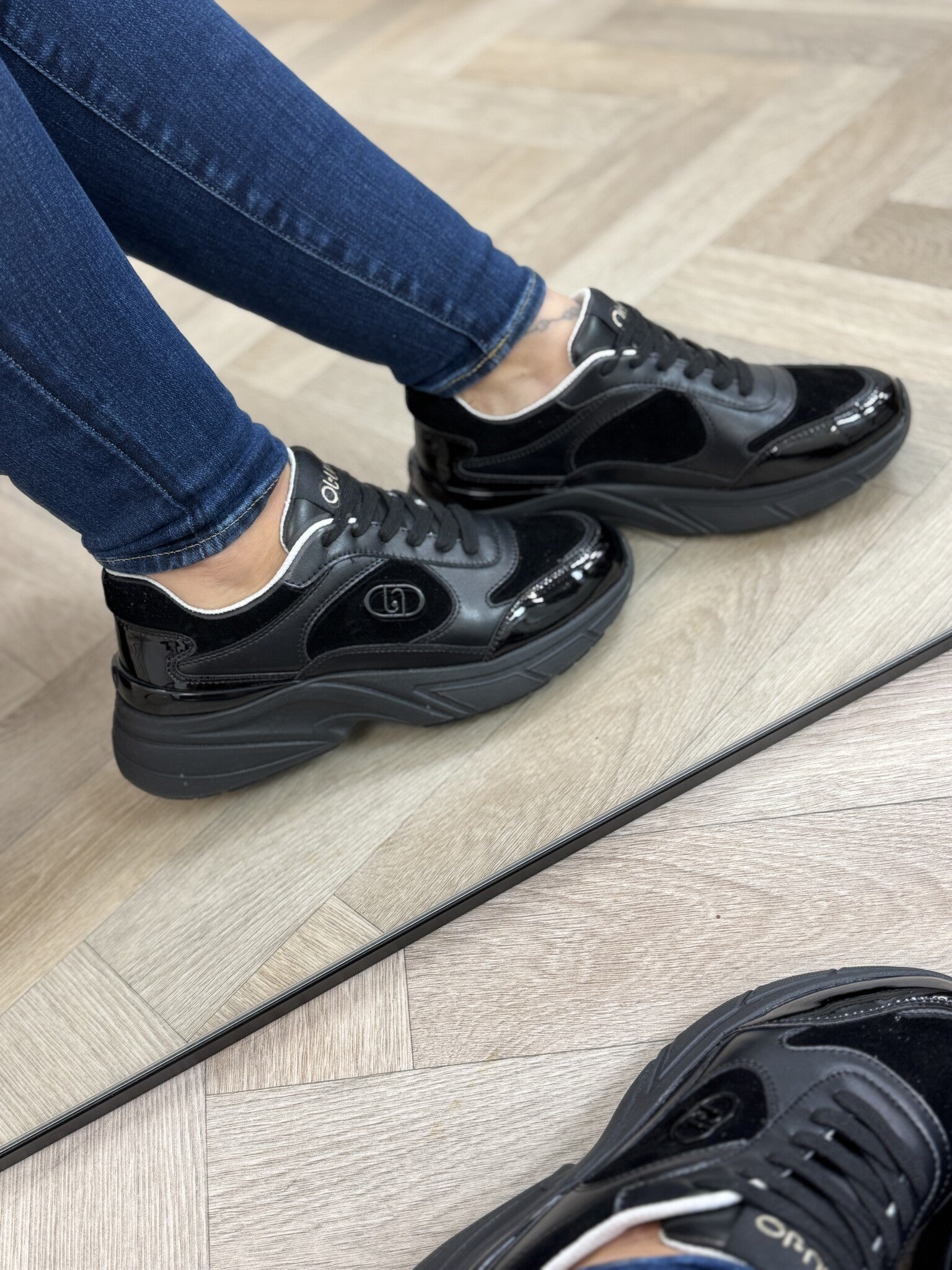 Sneakers Calf Leather Black Suede Liu Jo 2012