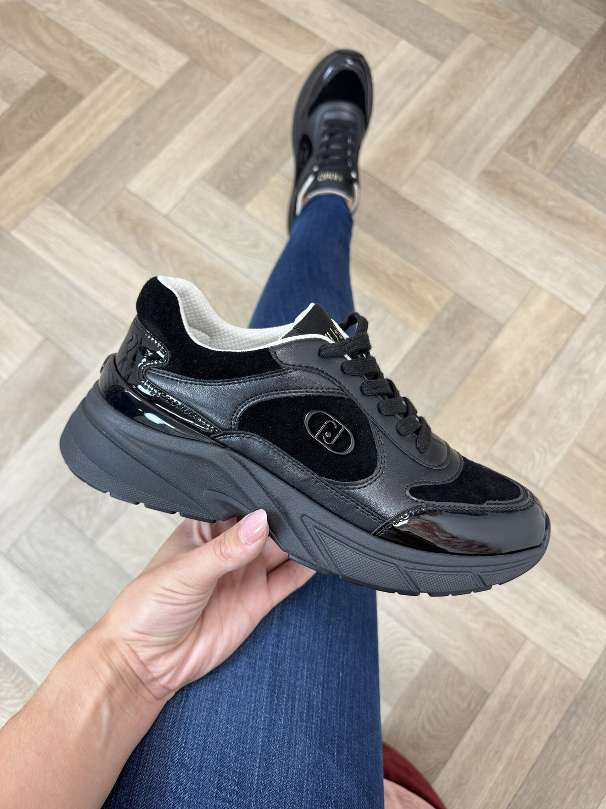 Sneakers Calf Leather Black Suede Liu Jo 2012