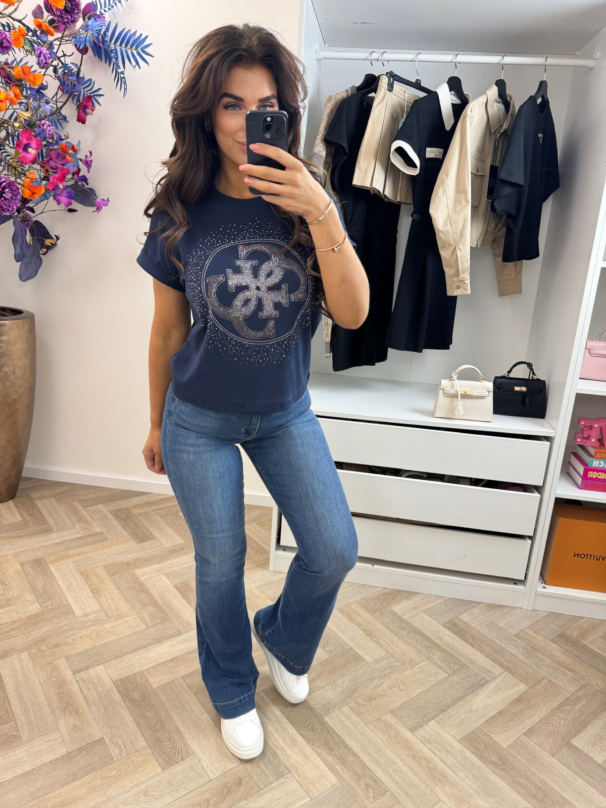 T-shirt 4G Round Navy Guess 1305