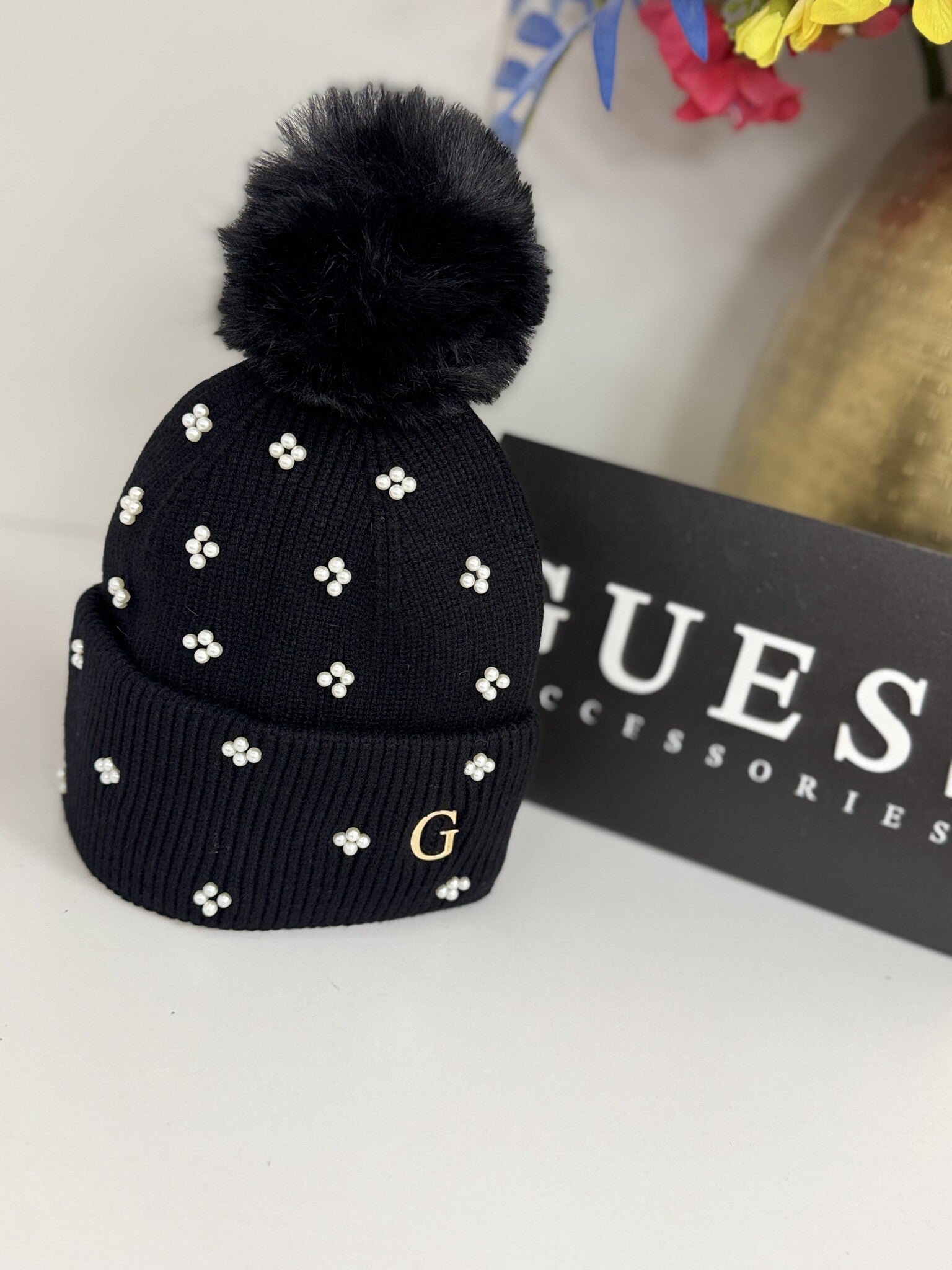 Beanie Pearl Black Guess 1373