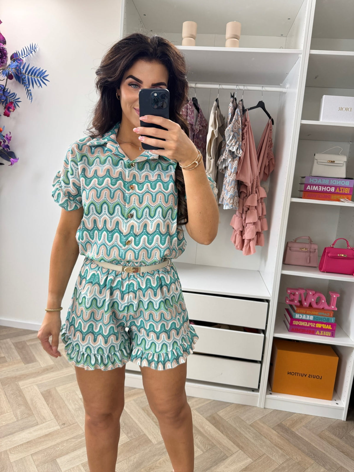 Set Wave Print Celina turqouise