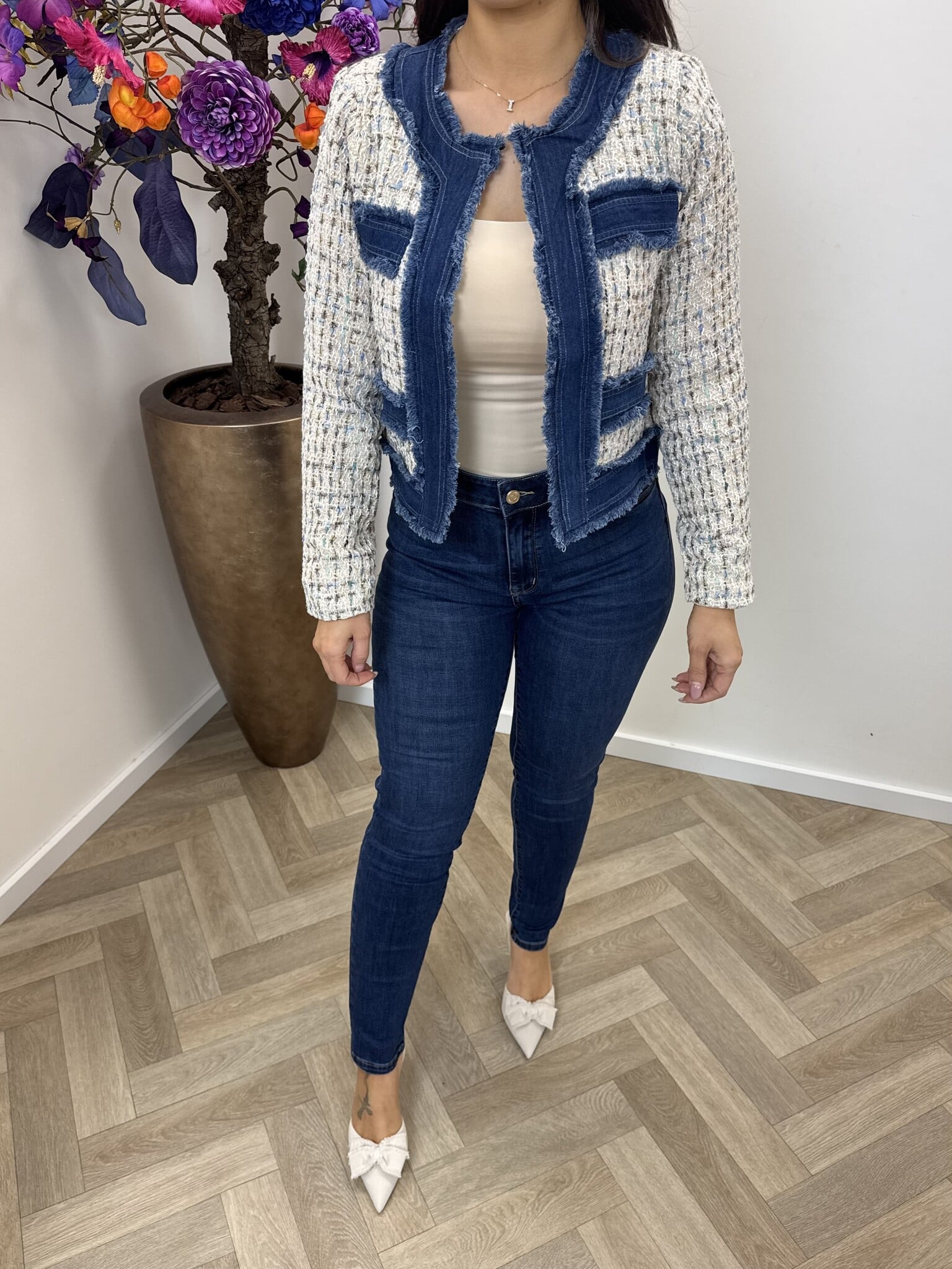 Jacket denim tweed 10222 Beige