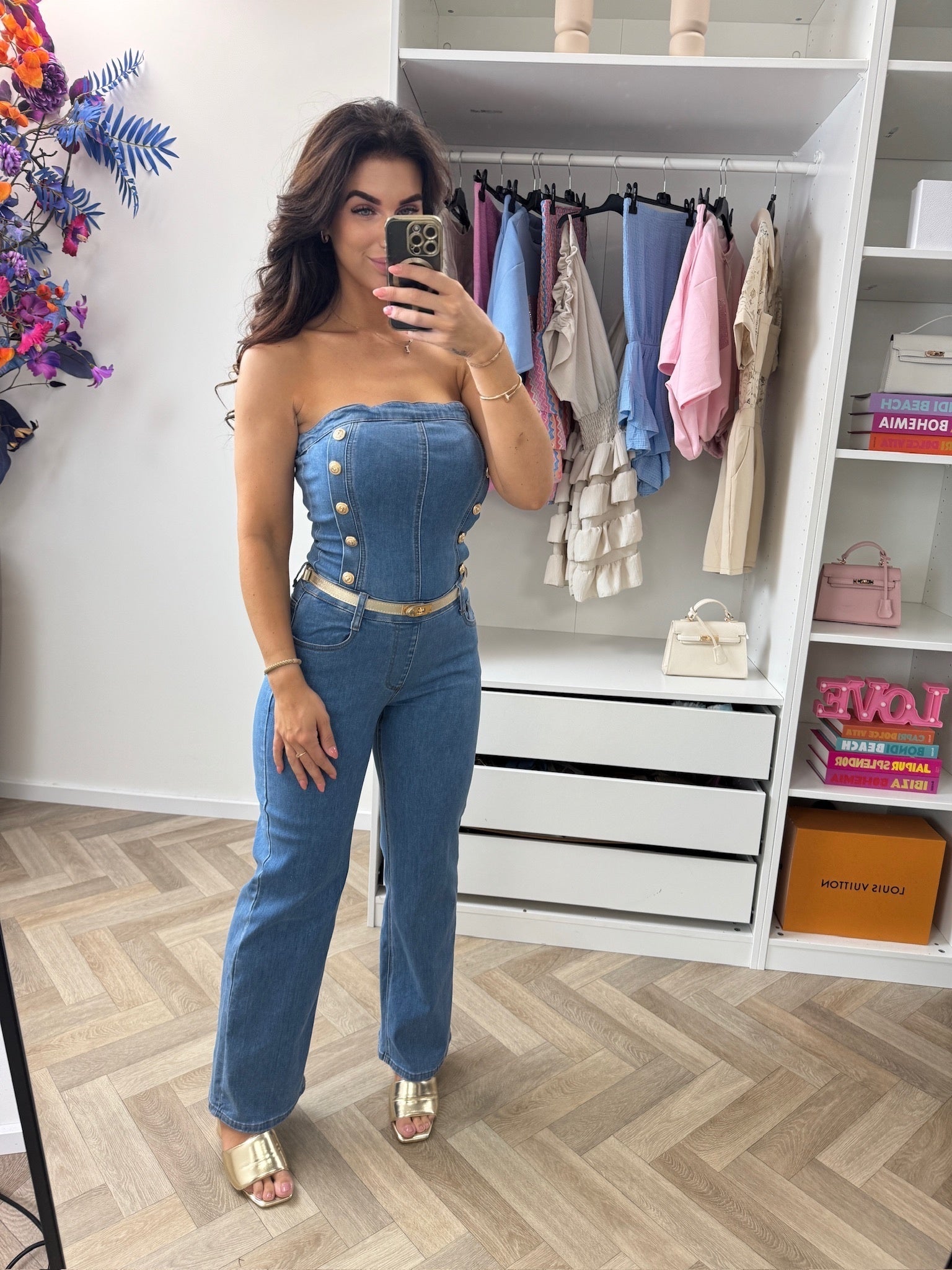 Jumpsuit Denim Button D2574