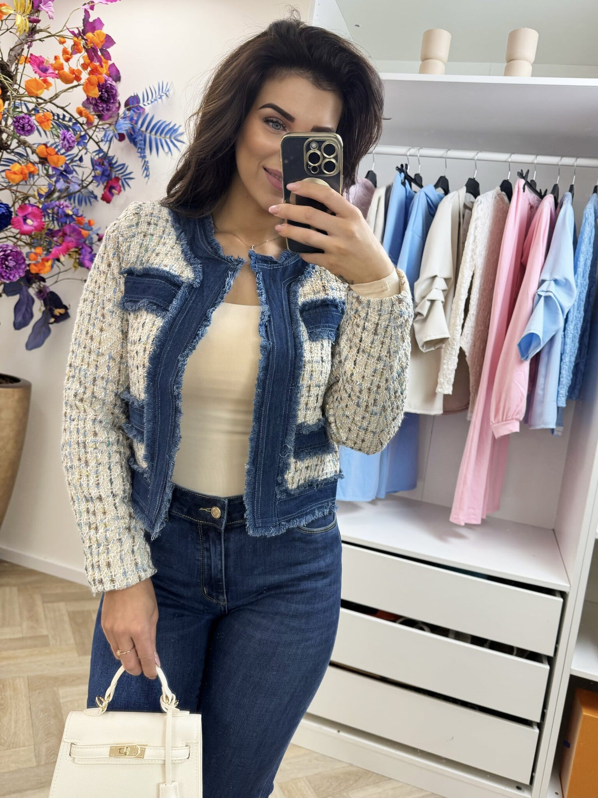 Jacket denim tweed 10222 Beige