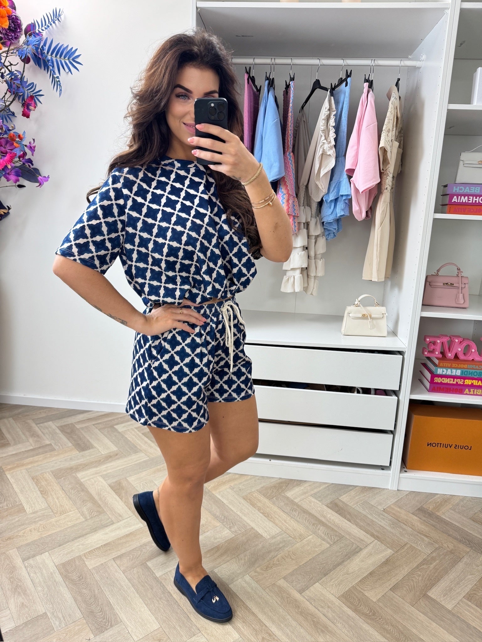 2 delige set Jill print Navy