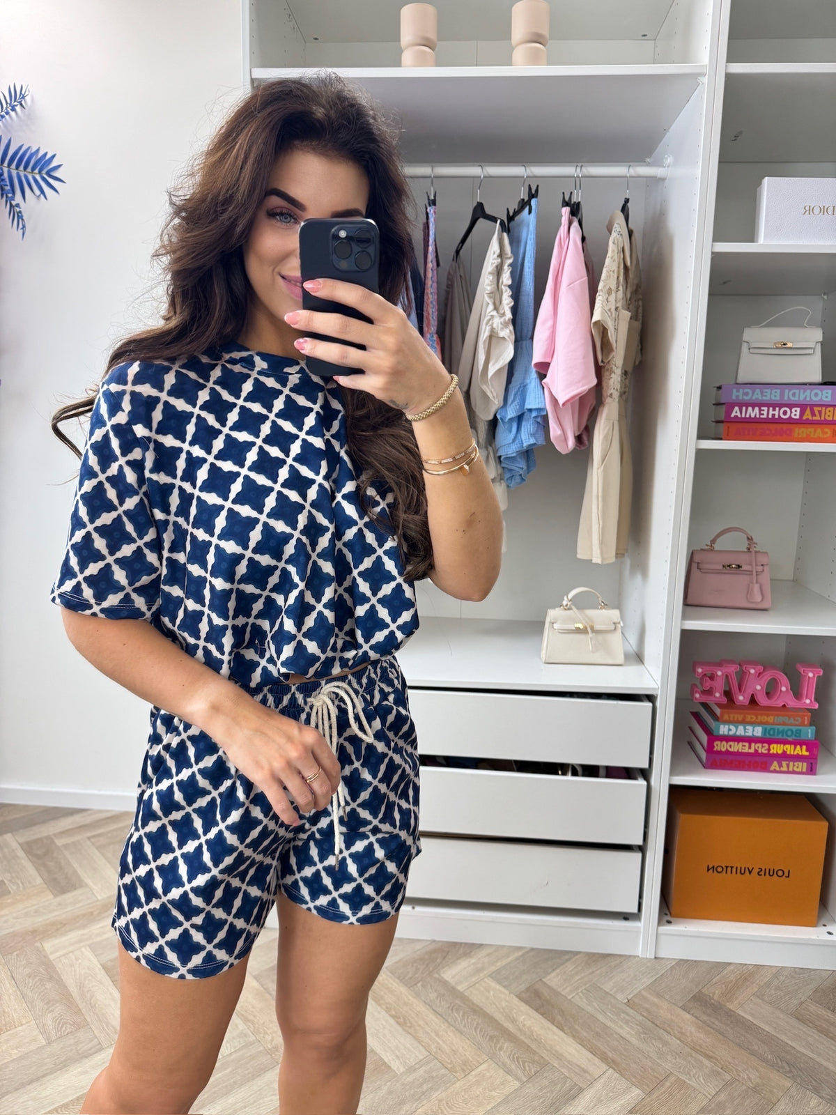2 delige set Jill print Navy