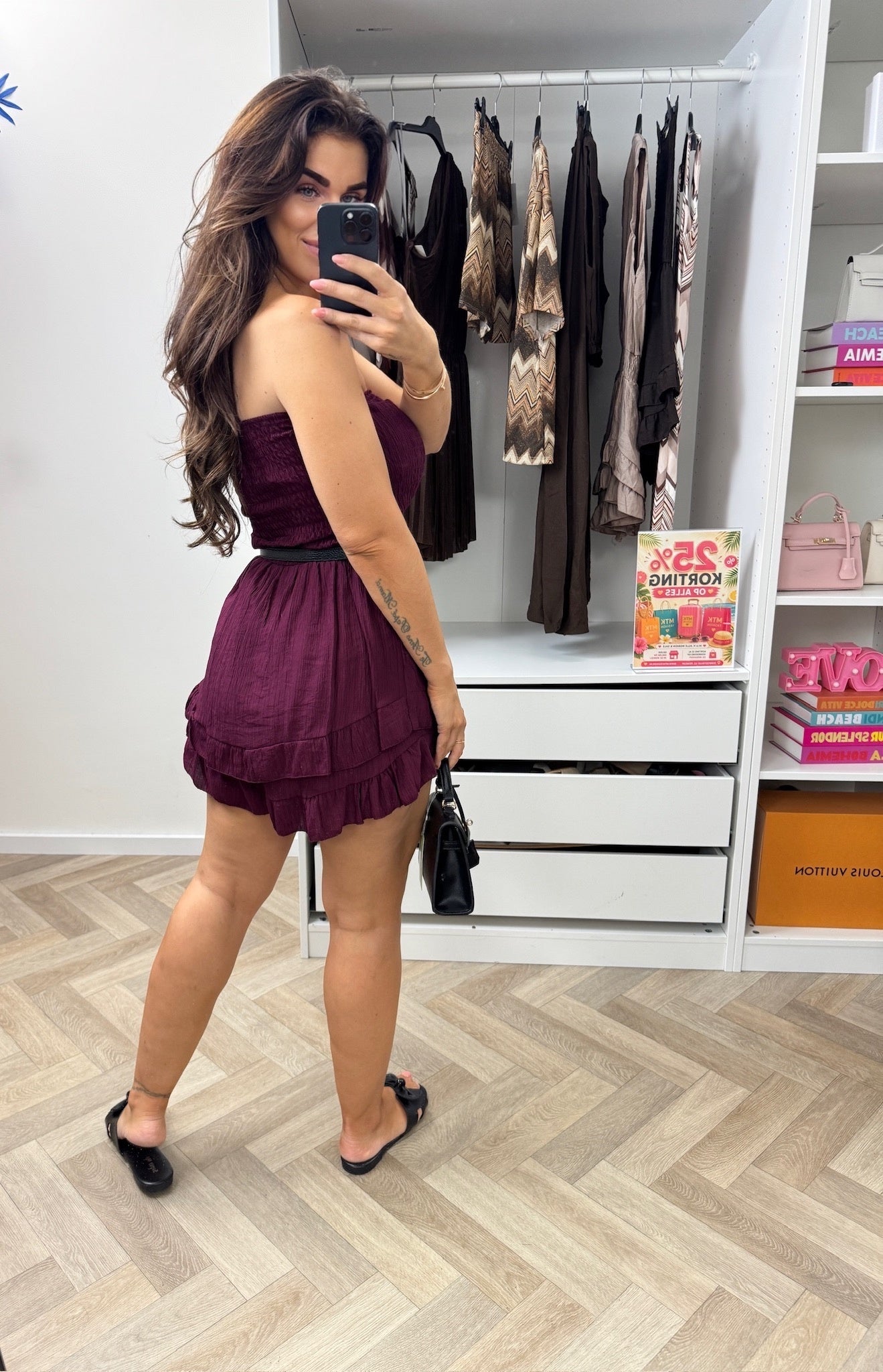 Jumpsuit Strapless Ruffle Bordeaux