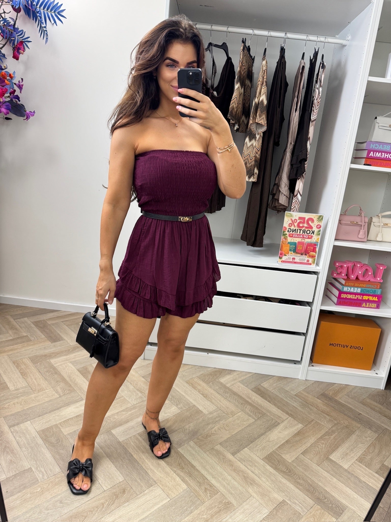 Jumpsuit Strapless Ruffle Bordeaux