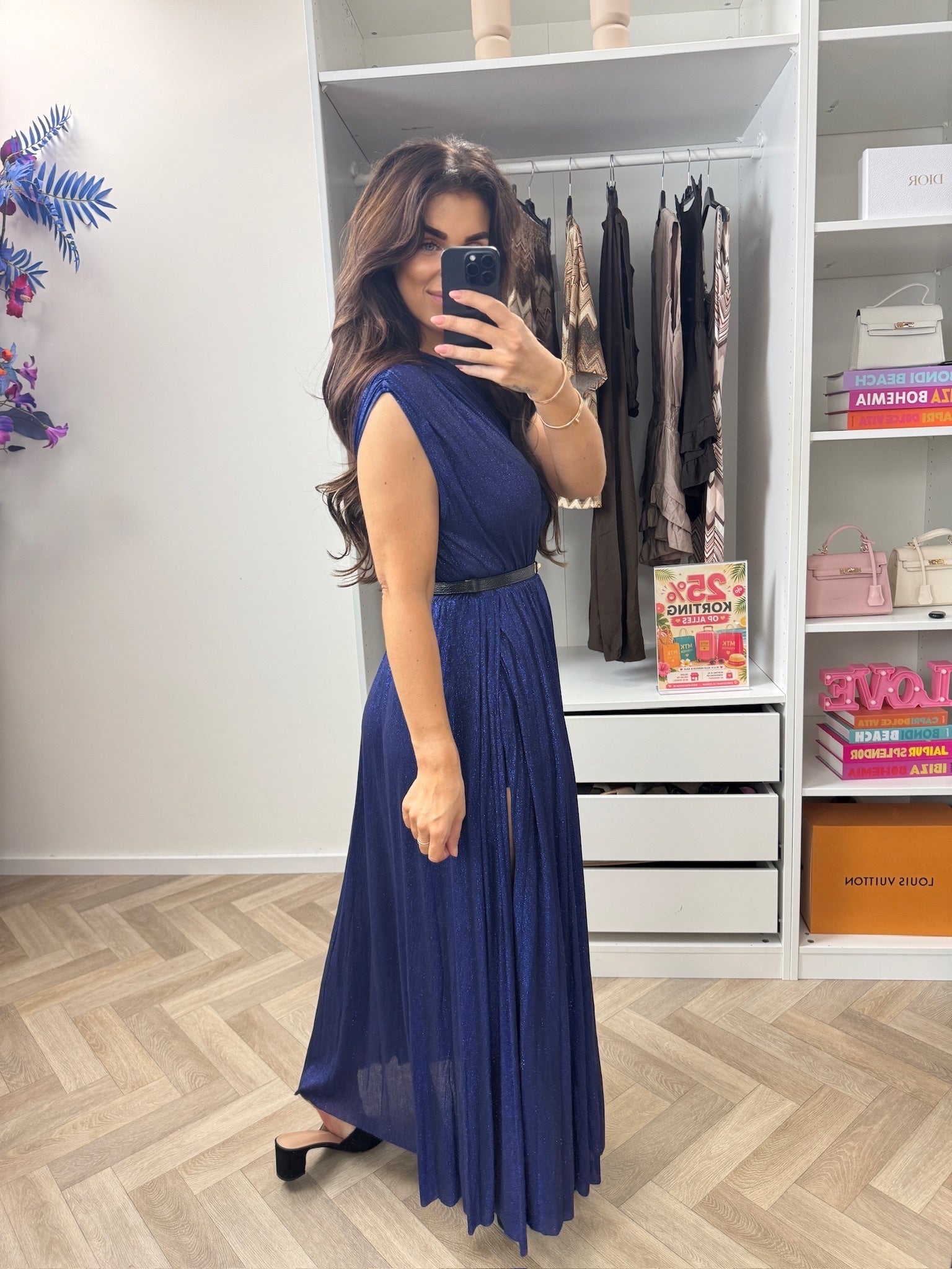 Long Jumpsuit Lurex Split Kobalt