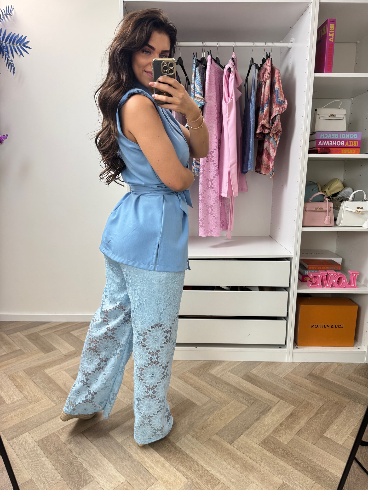 Set Lace Gilet Light Blue