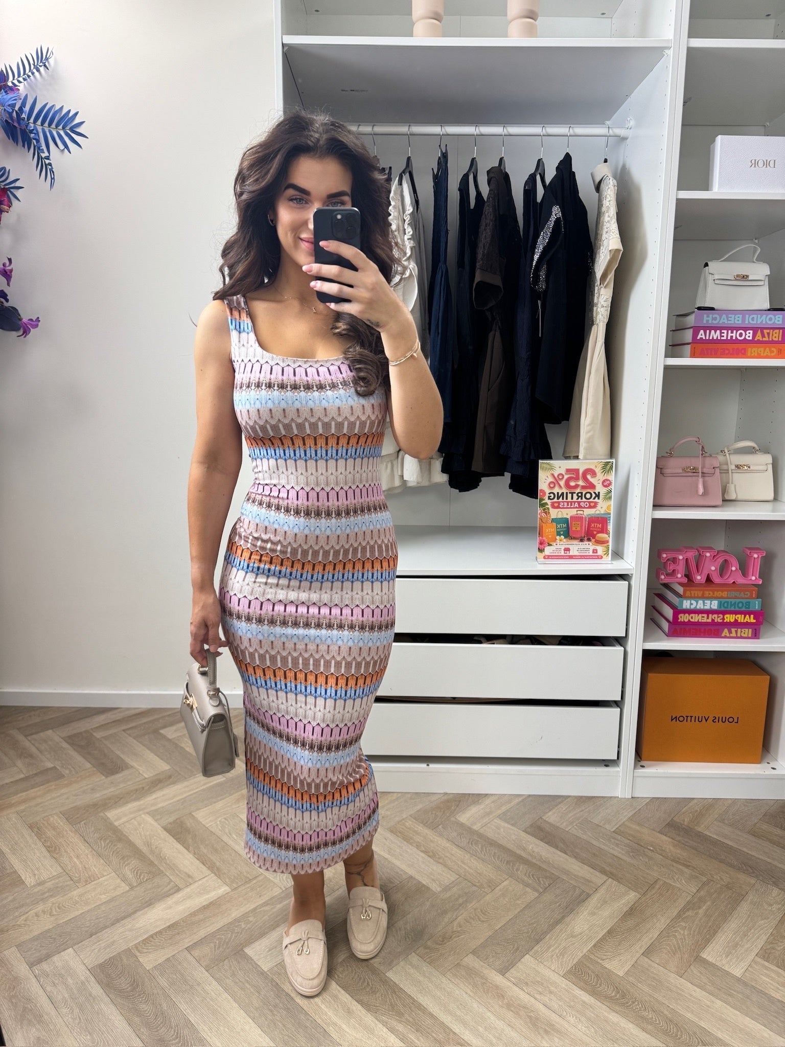 Long Dress Stella Print Beige