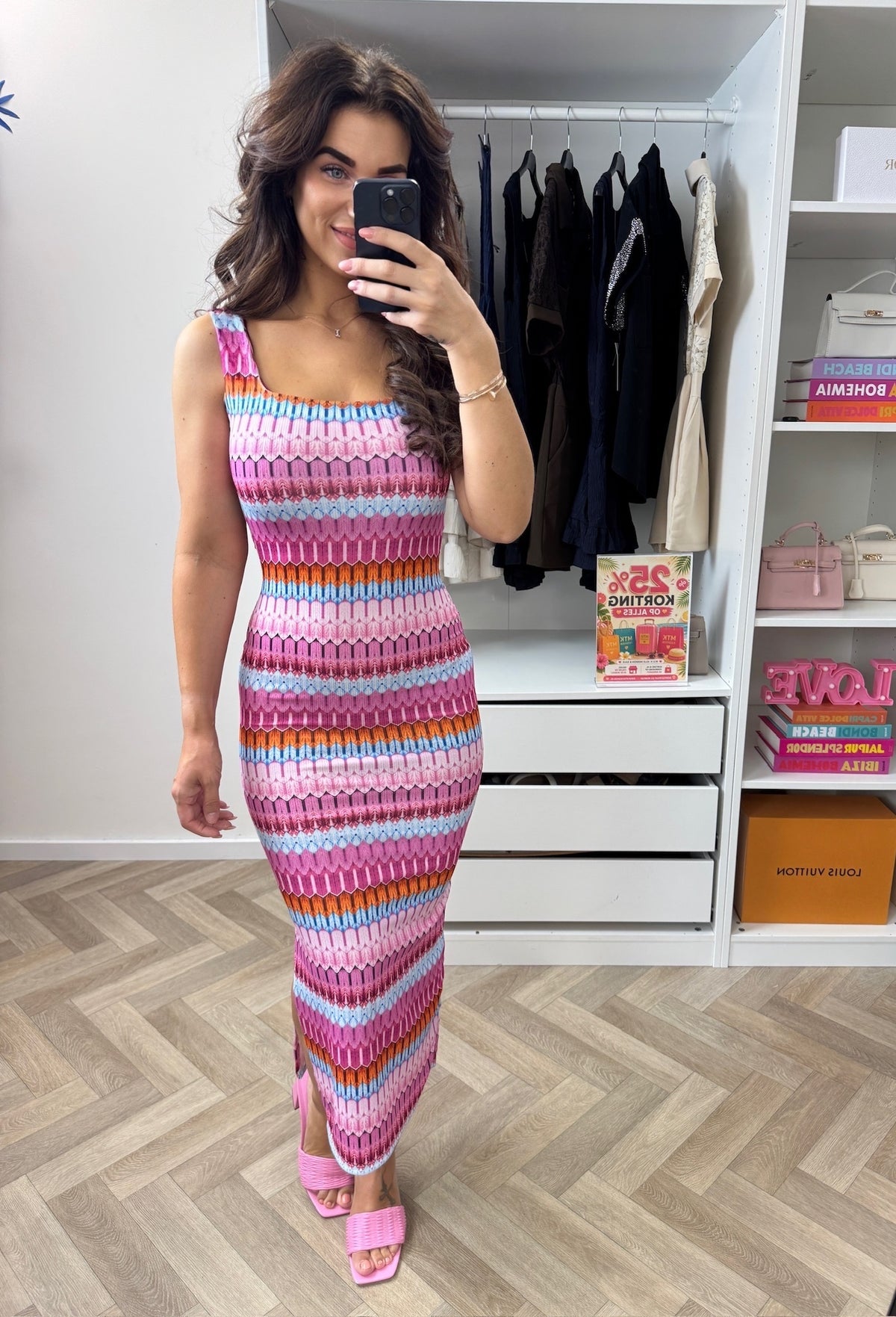 Long Dress Stella Print Fuchsia