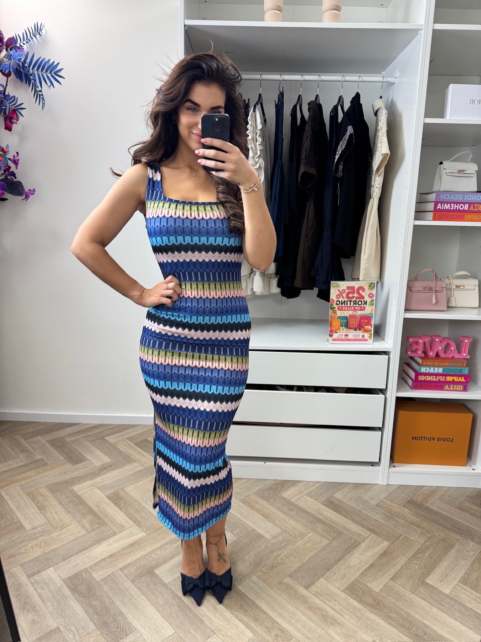 Long Dress Stella Print Navy