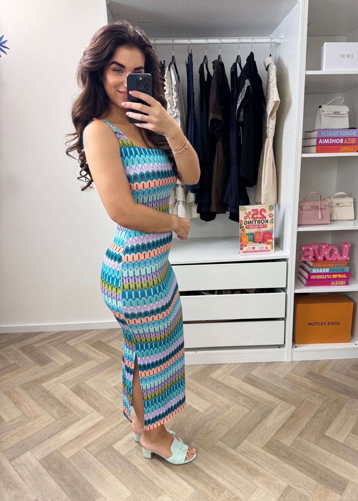 Long Dress Stella Print Turqouise