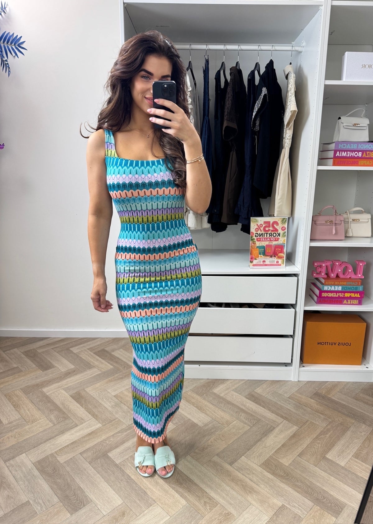 Long Dress Stella Print Turqouise