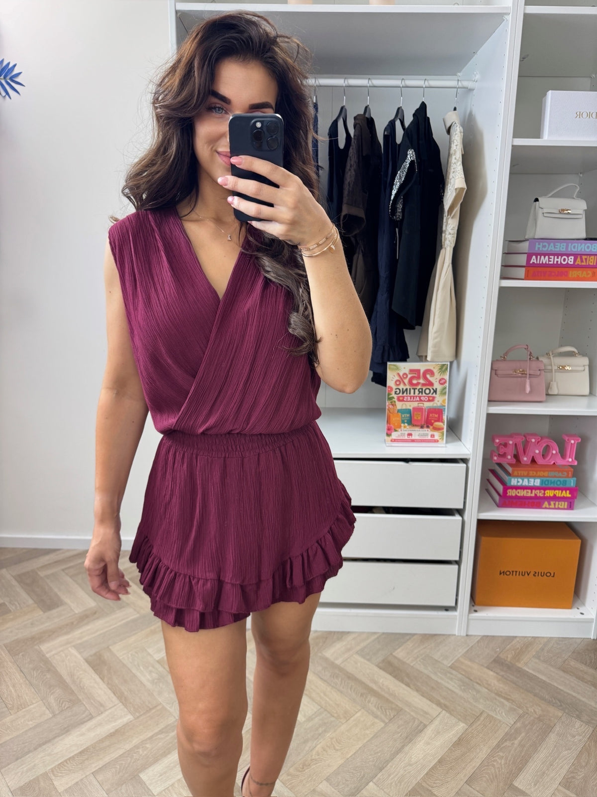Jumpsuit Glitter Ruffle Bordeaux