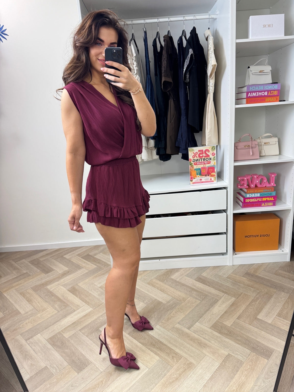 Jumpsuit Glitter Ruffle Bordeaux