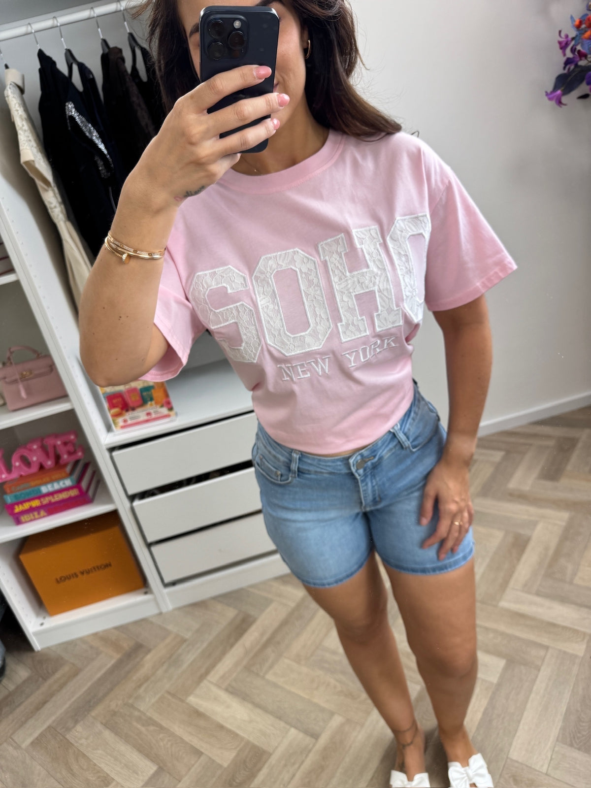 T-shirt Soho Lace Pink White CY5481E