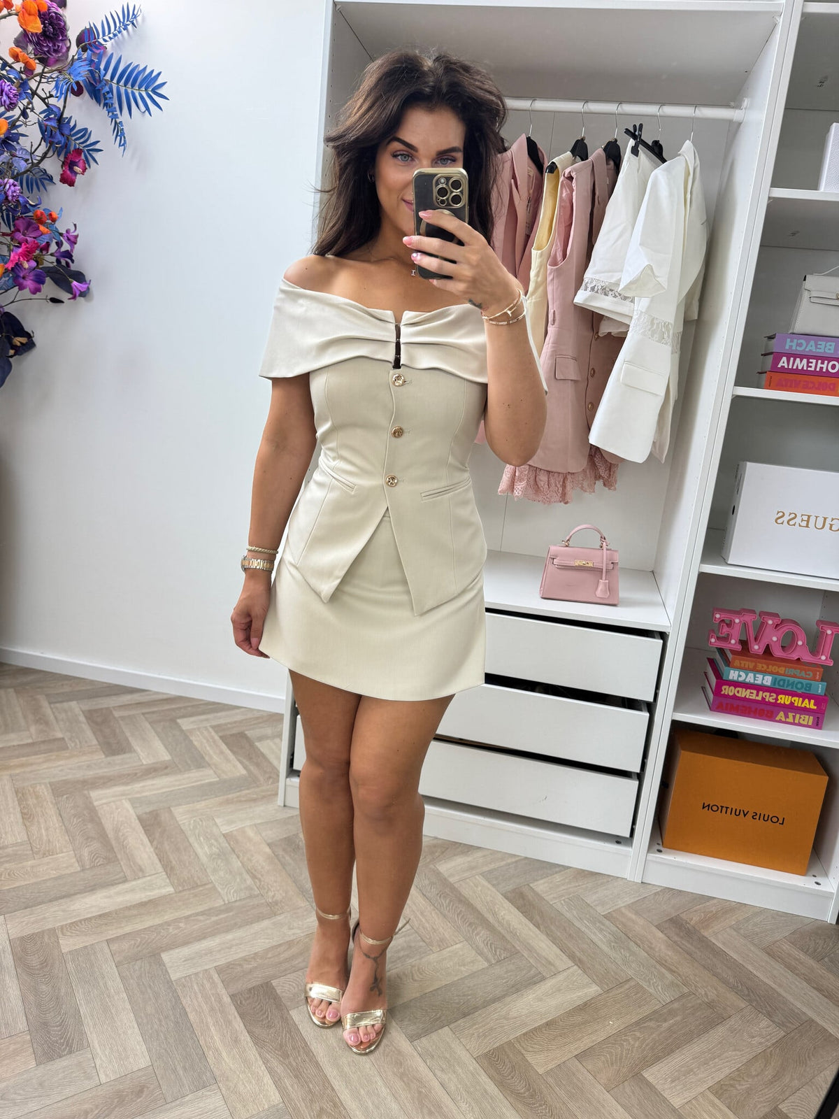 Blazer Top Sera Button 3341 Taupe