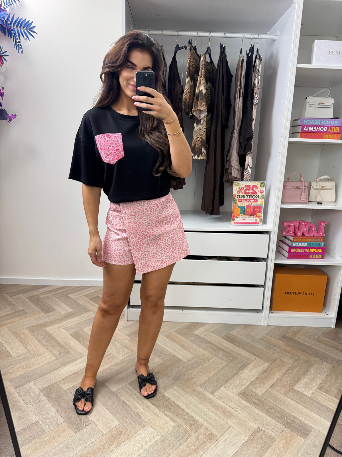 T-shirt Leopard Pink Black