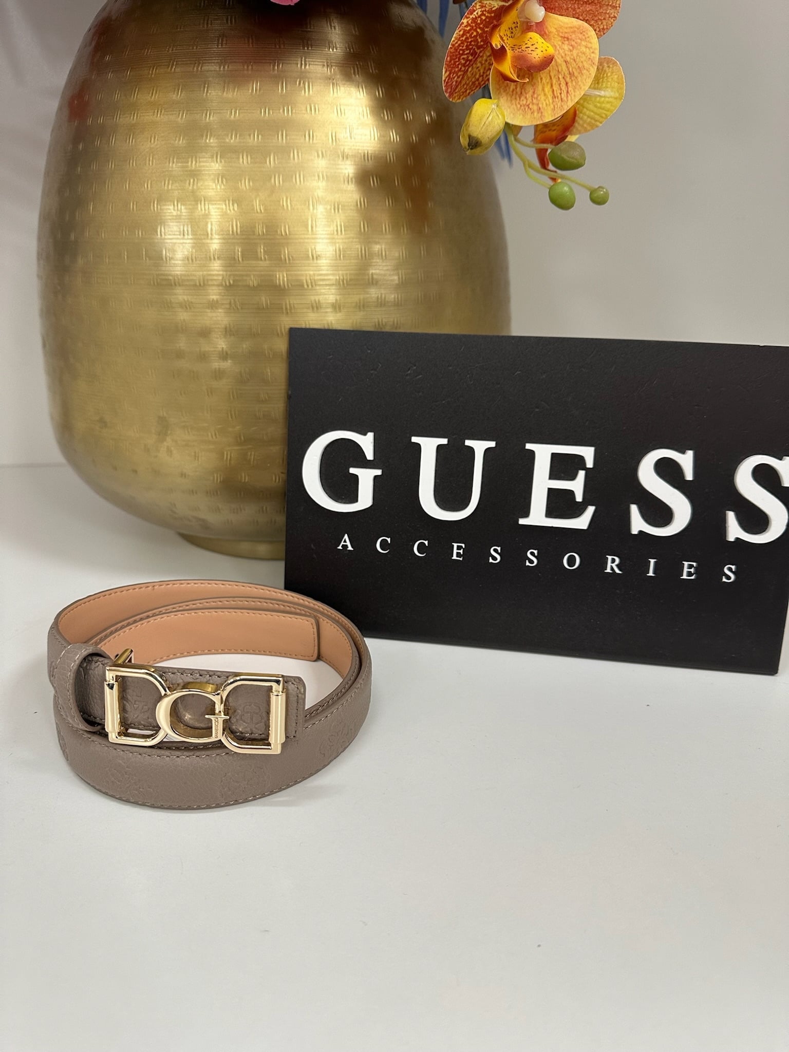Belt Anise Logo Dark Taupe Guess 1169