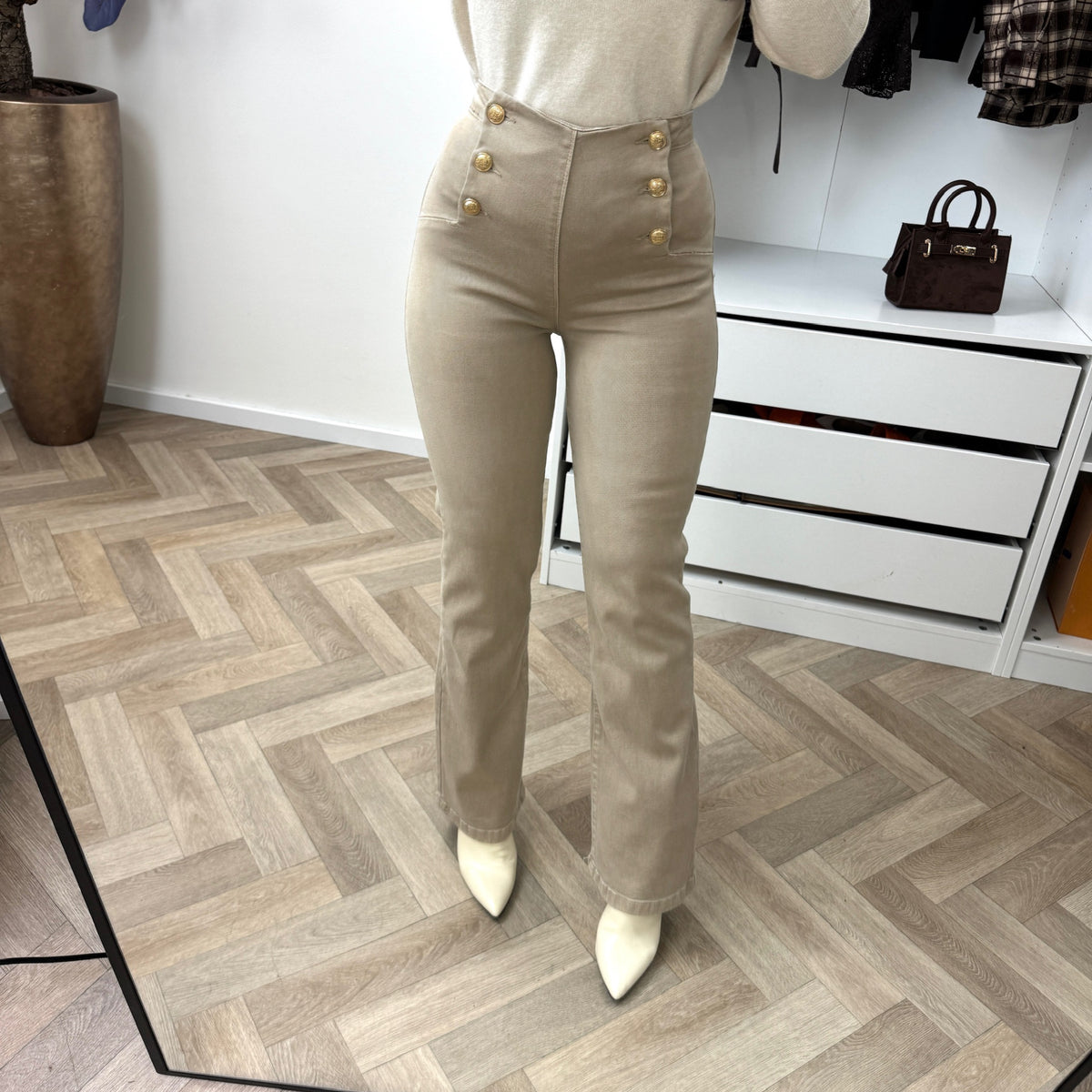 Perfect Jeans Button Folyrose Beige Y6296G